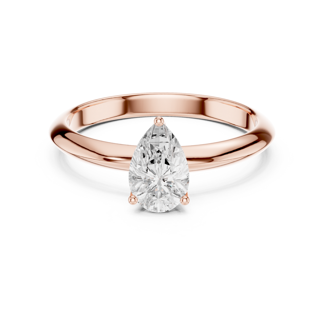 Pear Cut Solitaire Engagement Ring with Plain Band