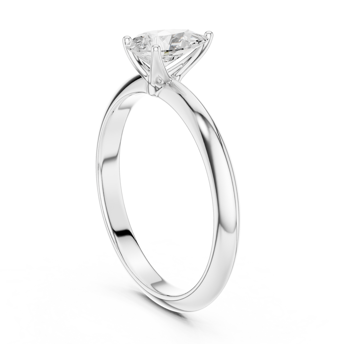 Pear Cut Solitaire Engagement Ring with Plain Band