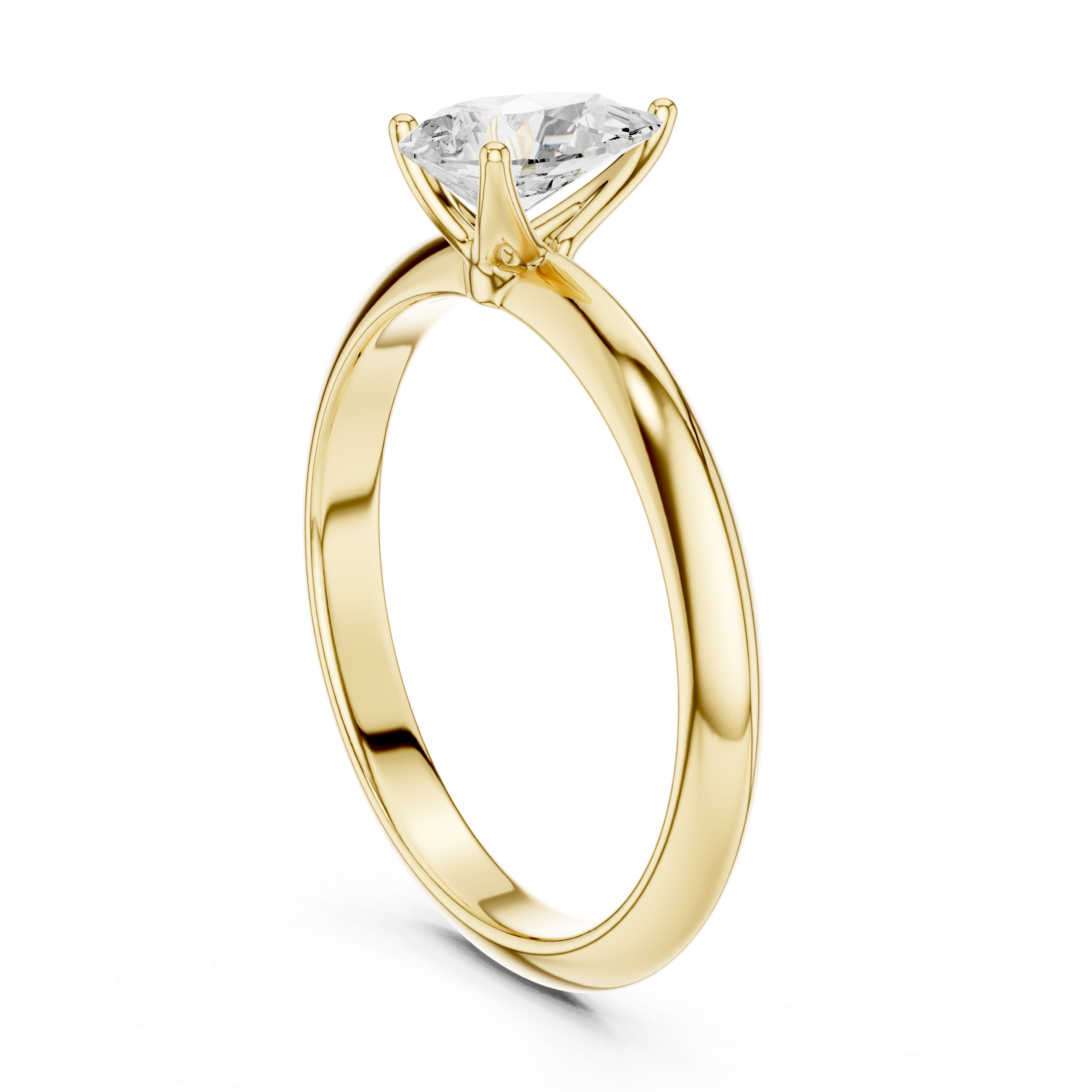 Pear Cut Solitaire Engagement Ring with Plain Band