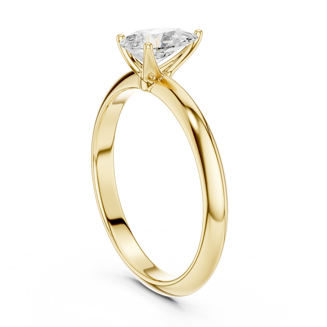 Pear Cut Solitaire Engagement Ring with Plain Band