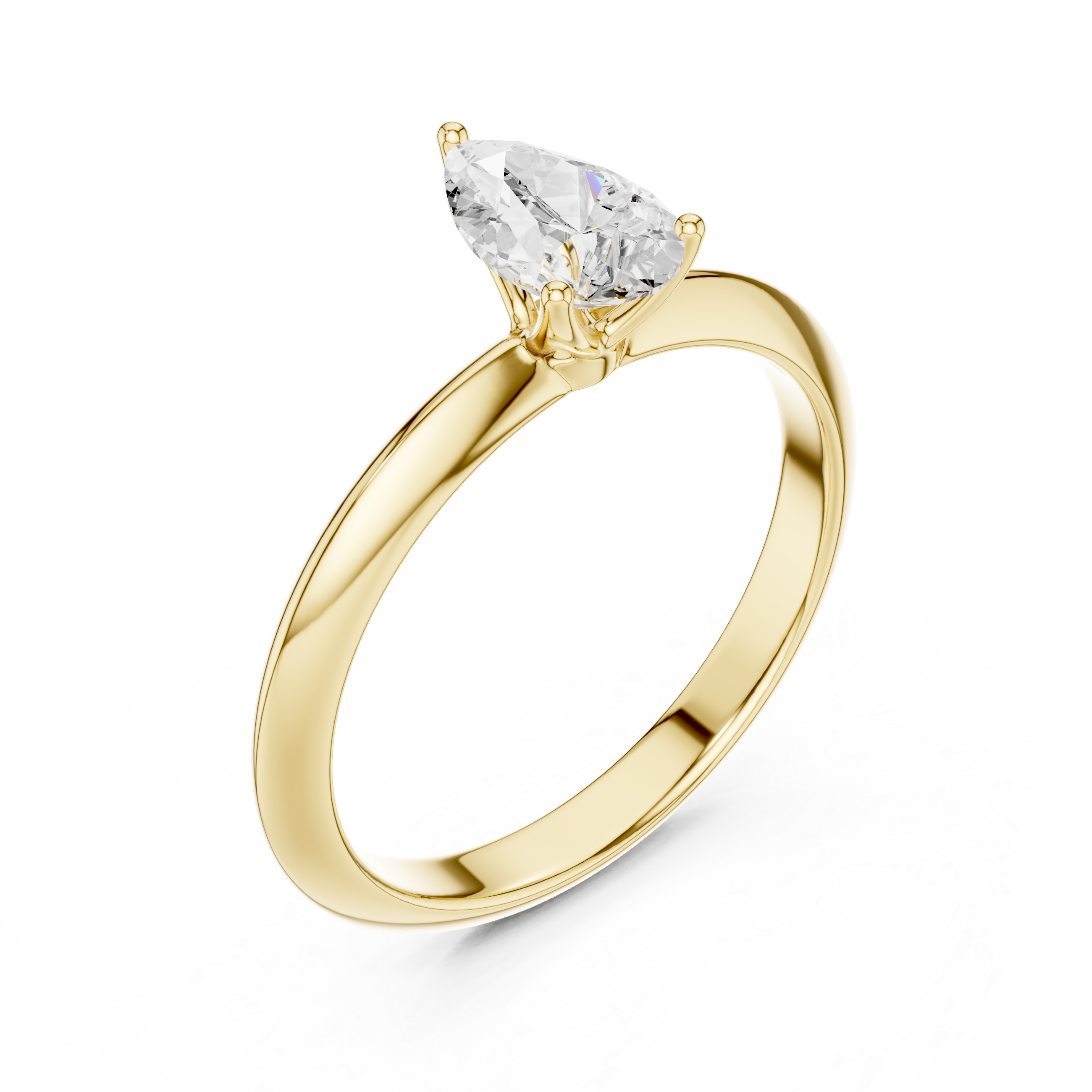 Pear Cut Solitaire Engagement Ring with Plain Band