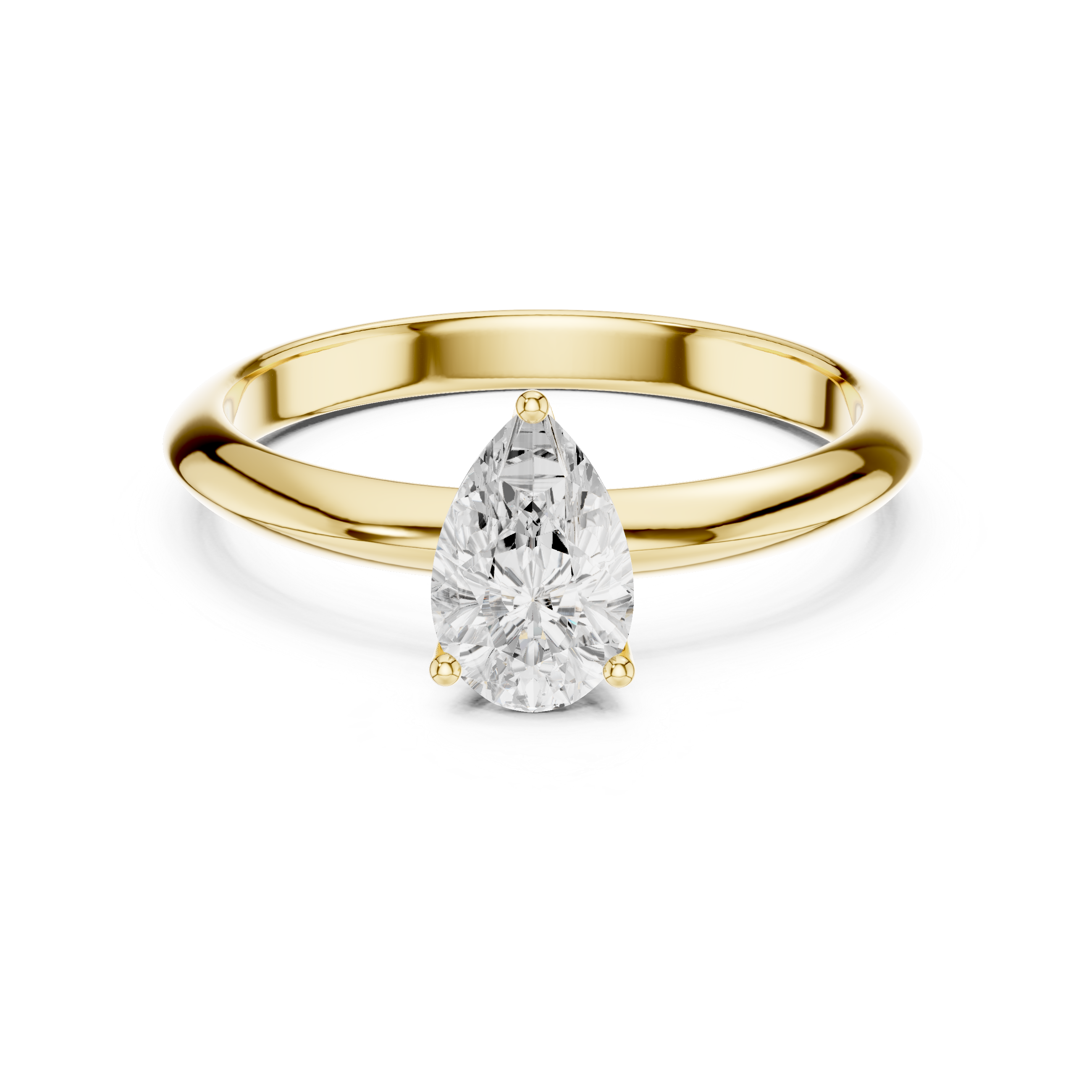 Pear Cut Solitaire Engagement Ring with Plain Band