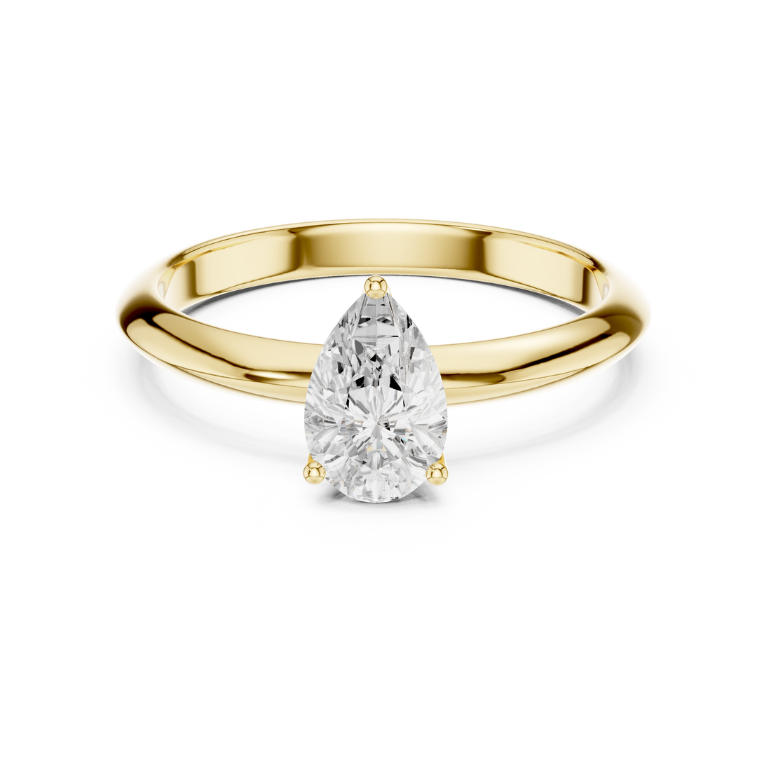 Pear Cut Solitaire Engagement Ring with Plain Band