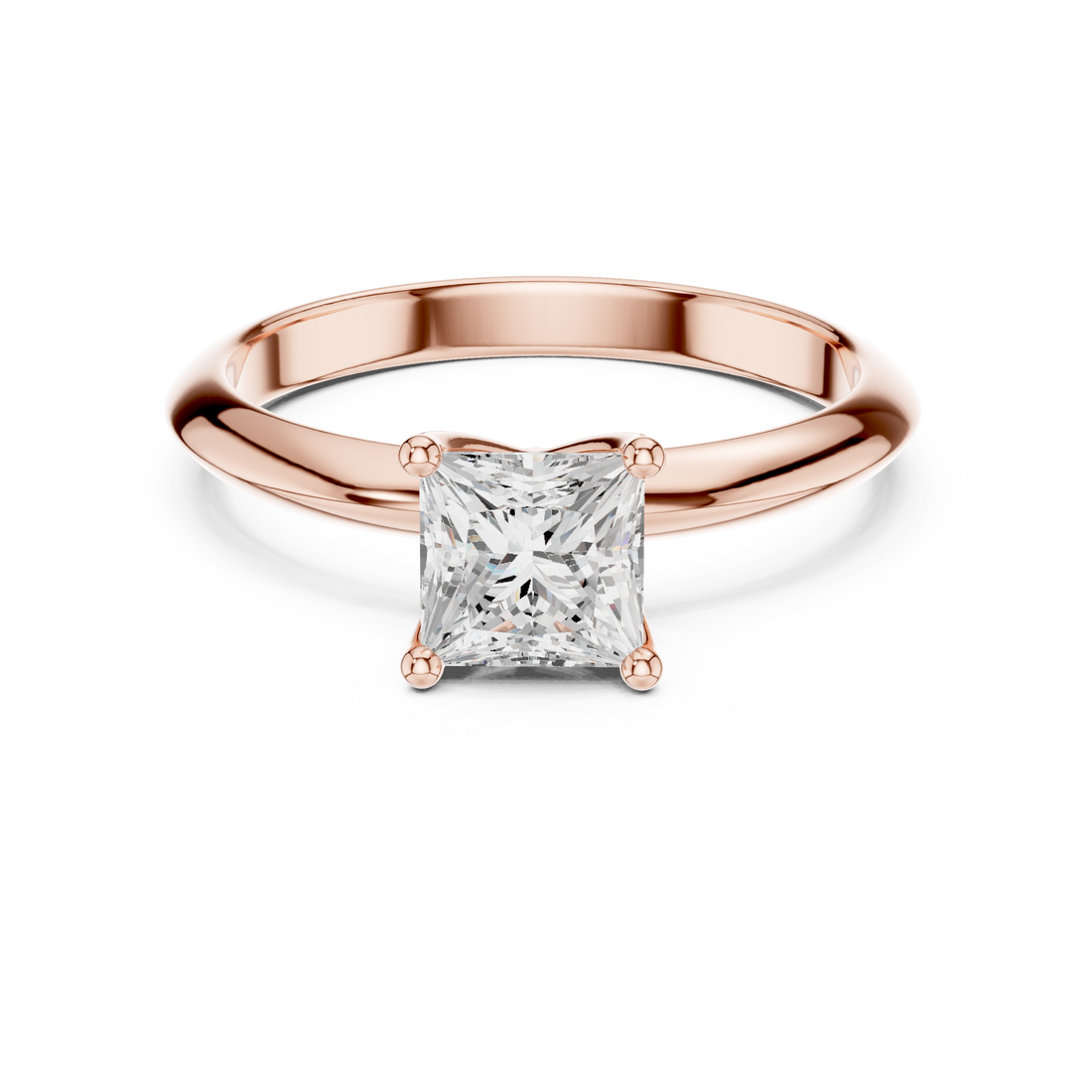 Princess Cut Solitaire Engagement Ring with Plain Band