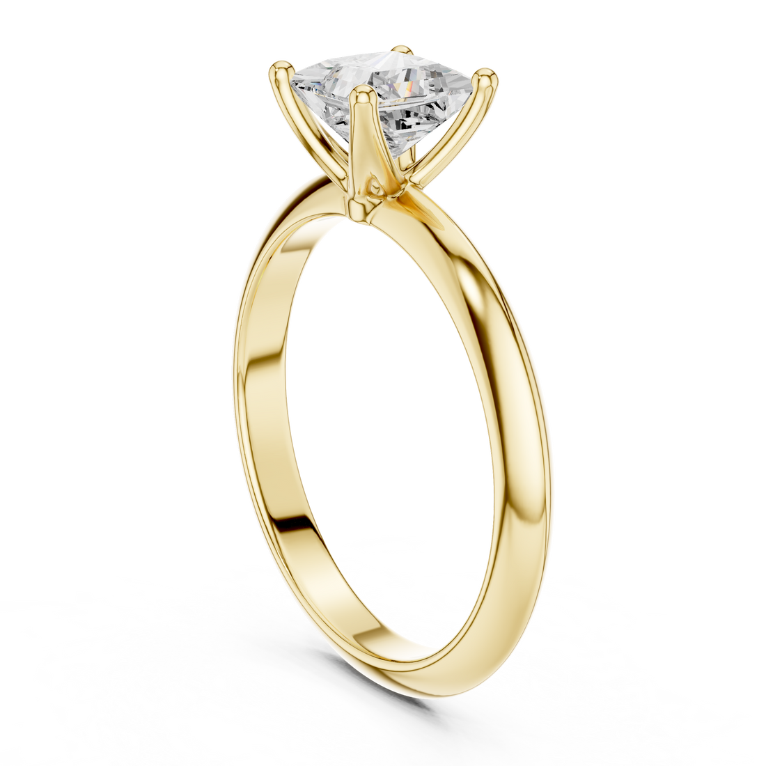 Princess Cut Solitaire Engagement Ring with Plain Band