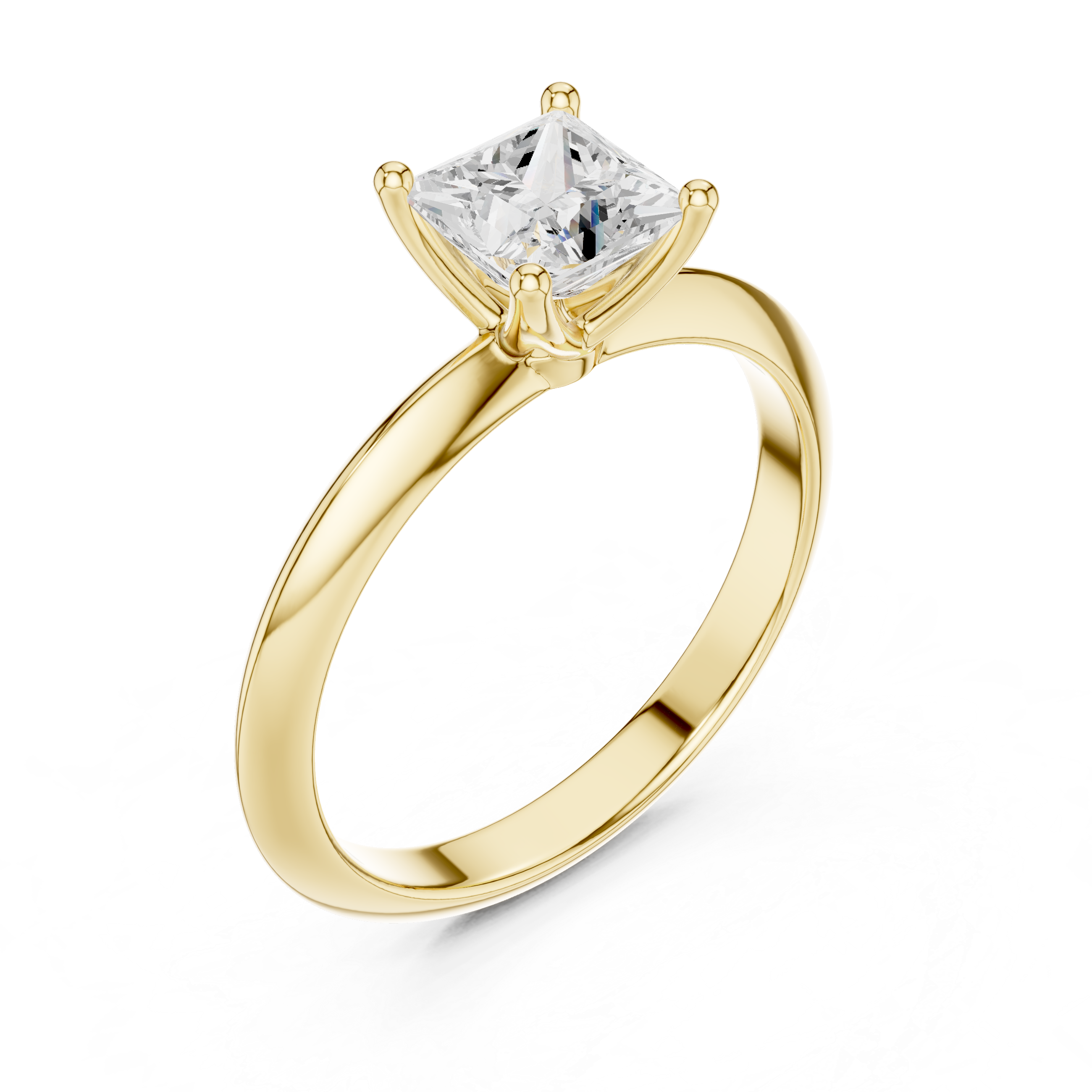 Princess Cut Solitaire Engagement Ring with Plain Band