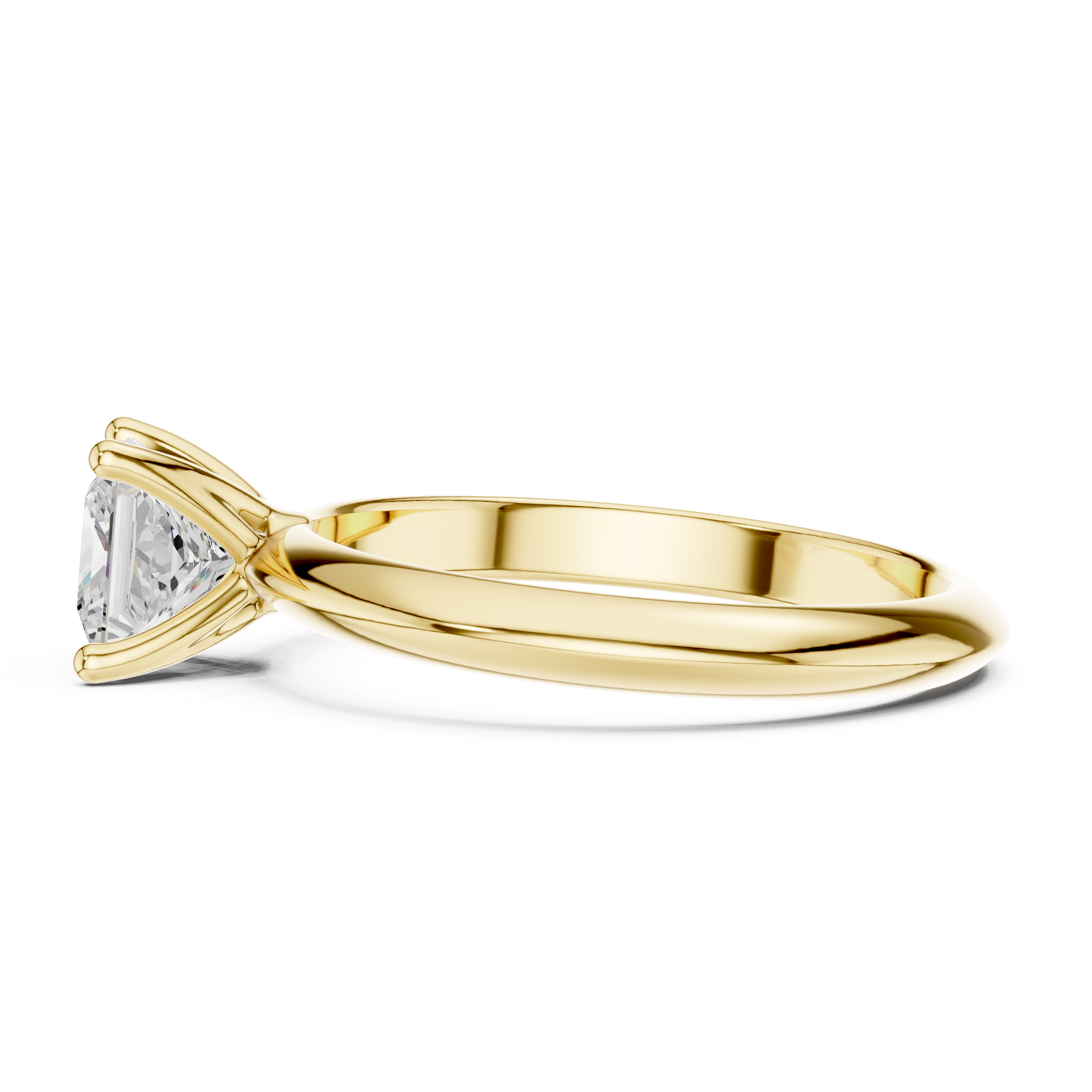 Princess Cut Solitaire Engagement Ring with Plain Band