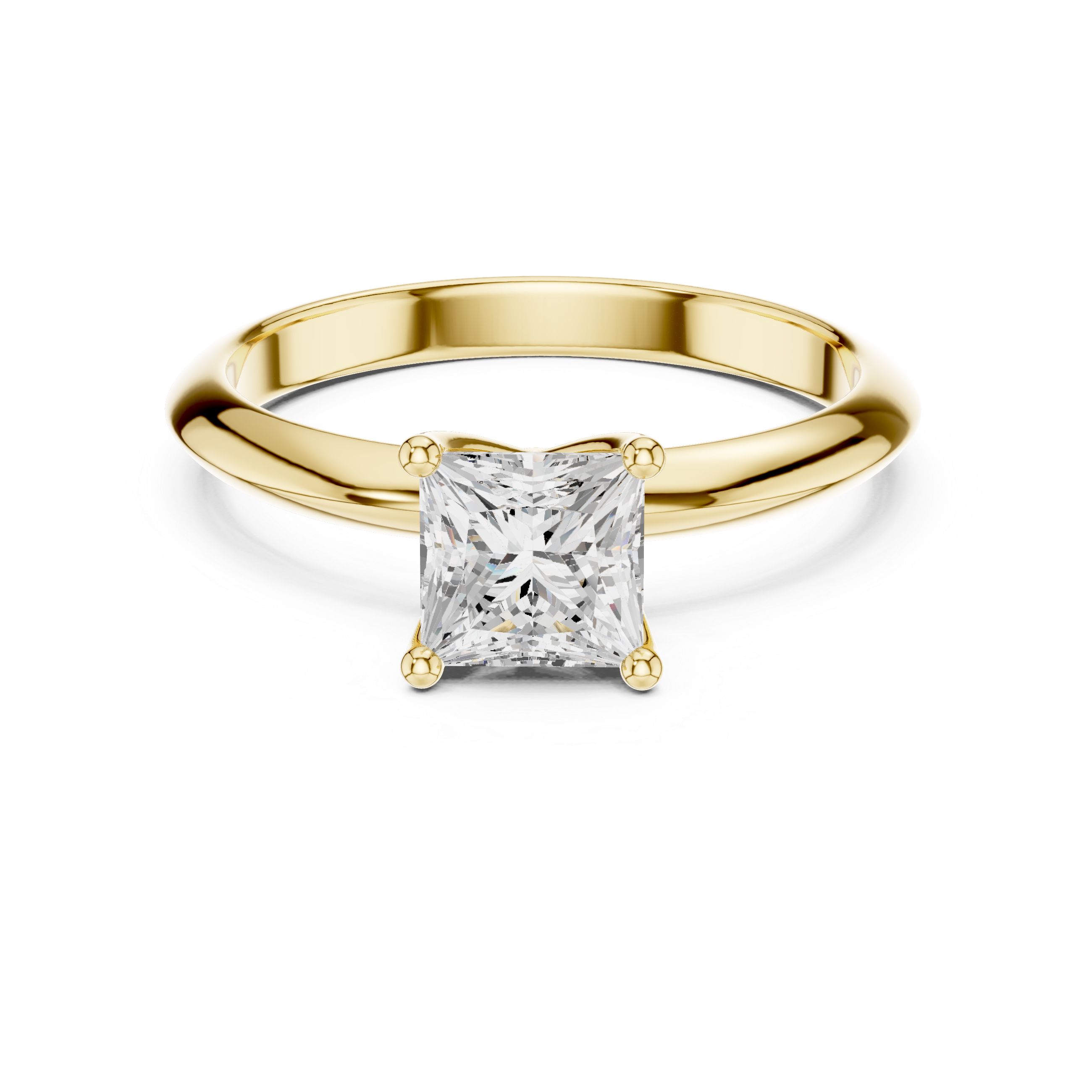Princess Cut Solitaire Engagement Ring with Plain Band