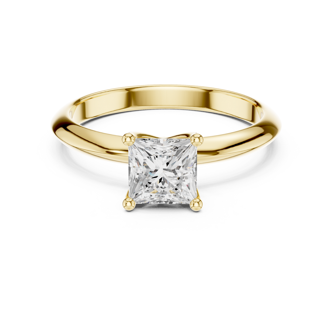 Princess Cut Solitaire Engagement Ring with Plain Band