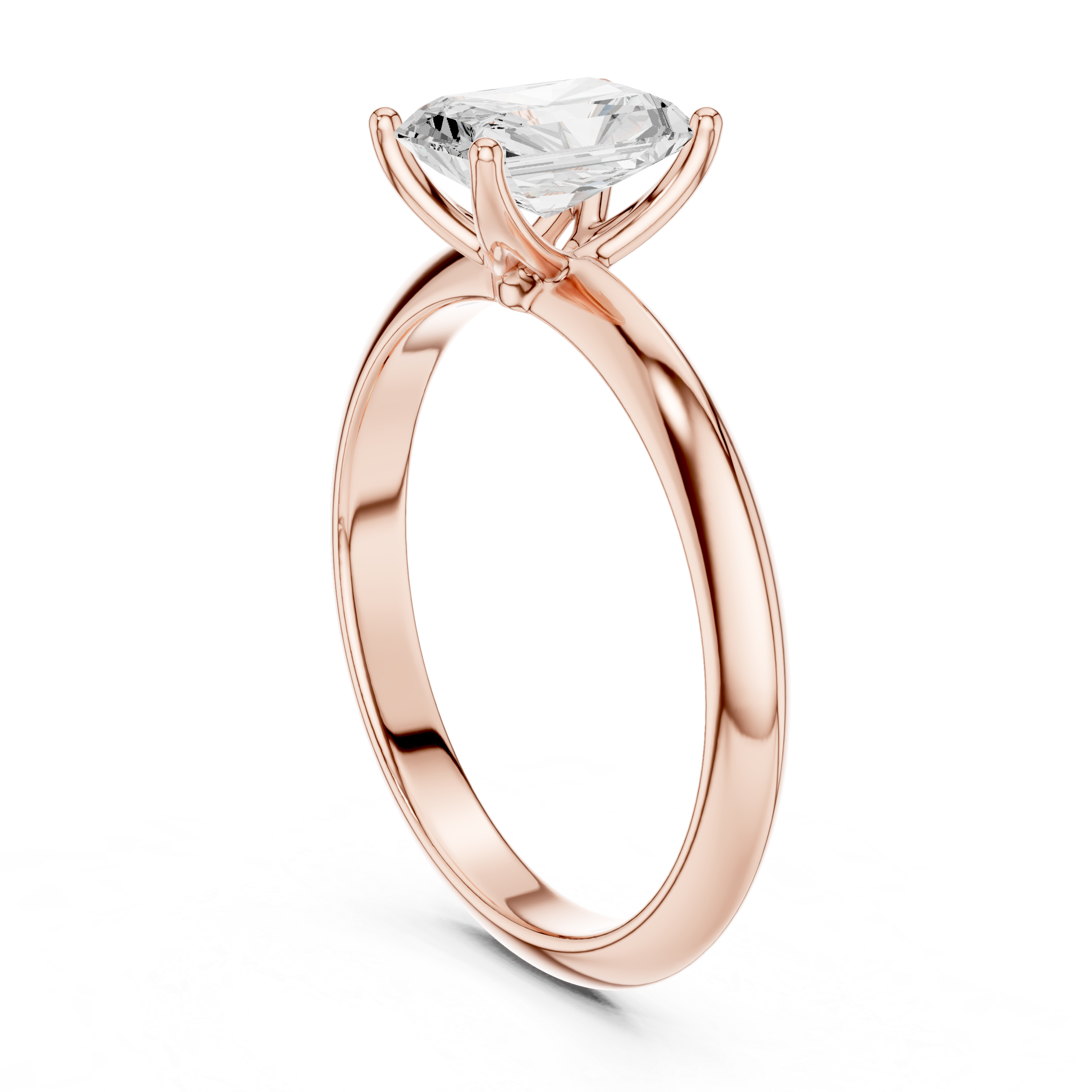 Radiant Cut Solitaire Engagement Ring with Plain Band