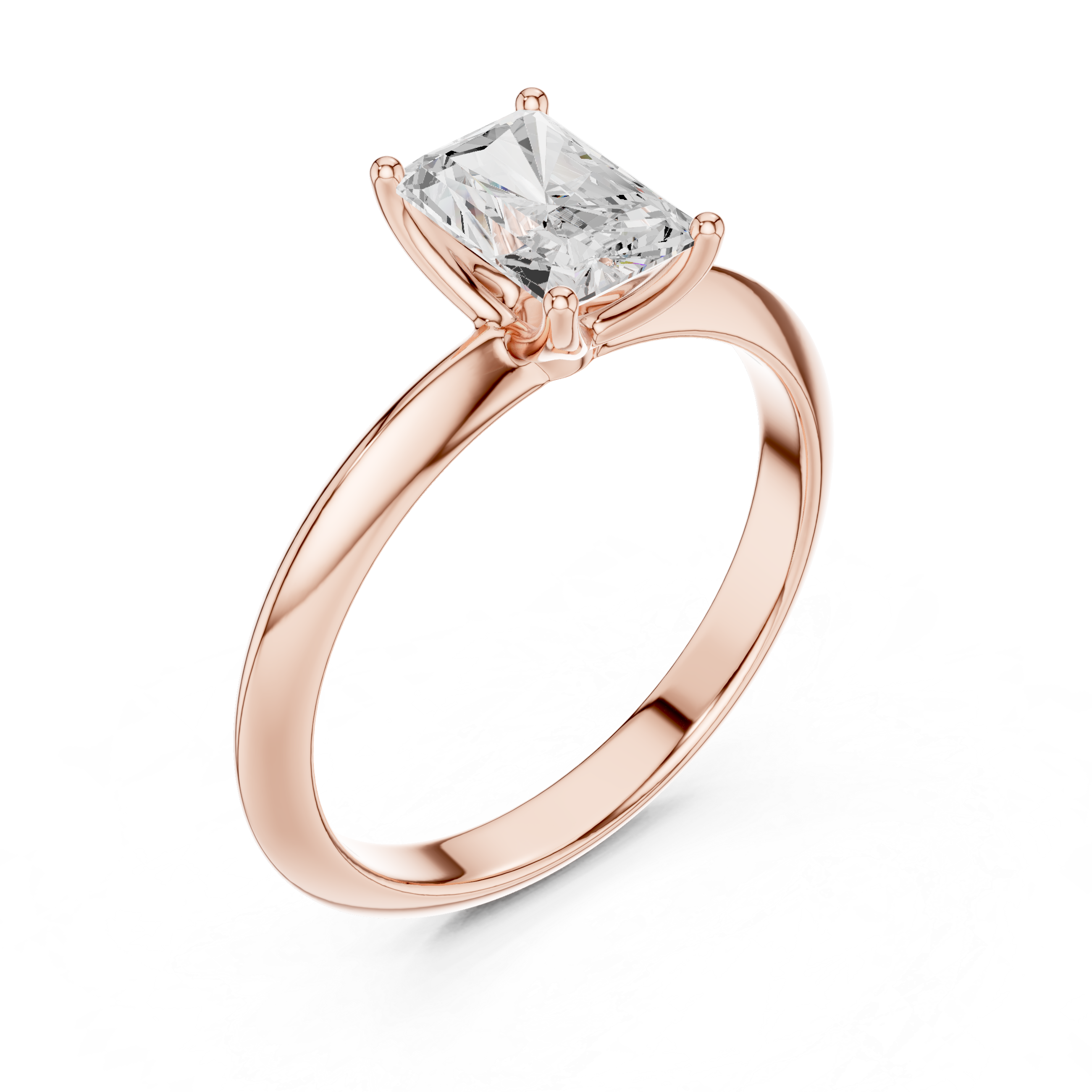 Radiant Cut Solitaire Engagement Ring with Plain Band