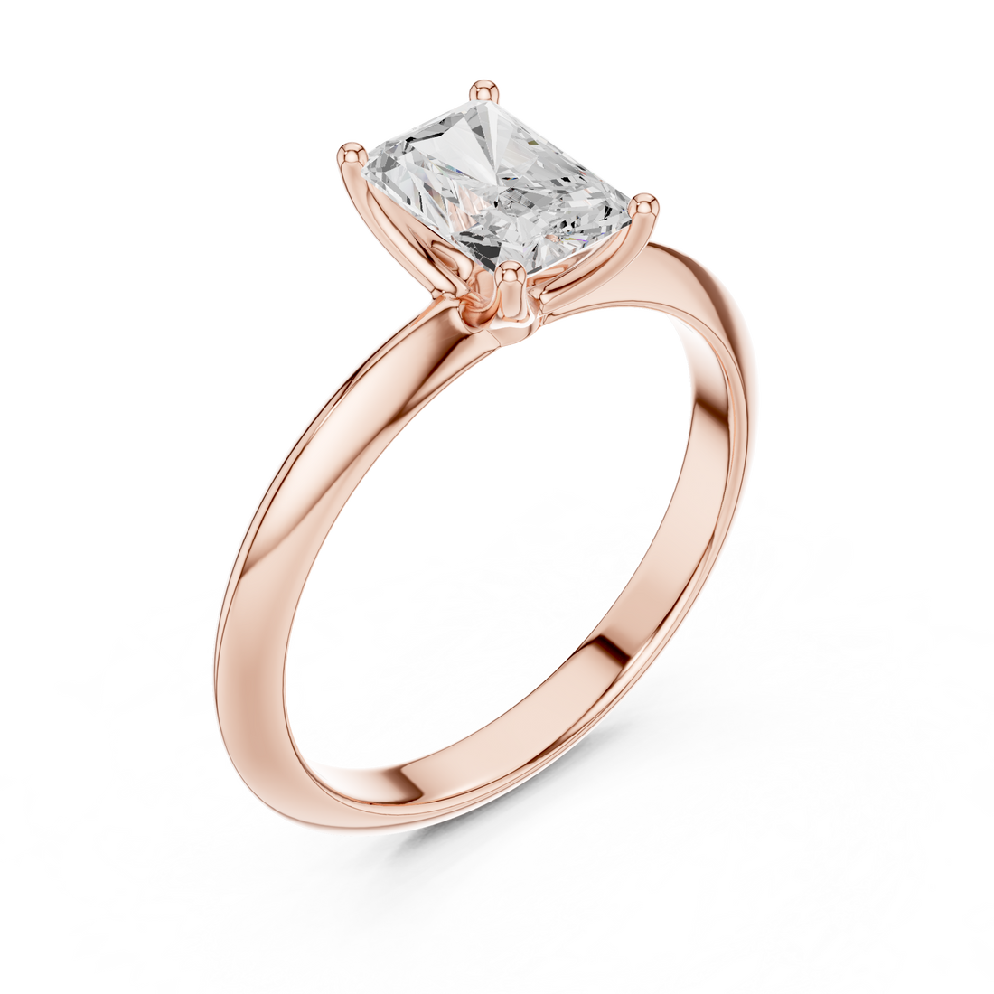 Radiant Cut Solitaire Engagement Ring with Plain Band