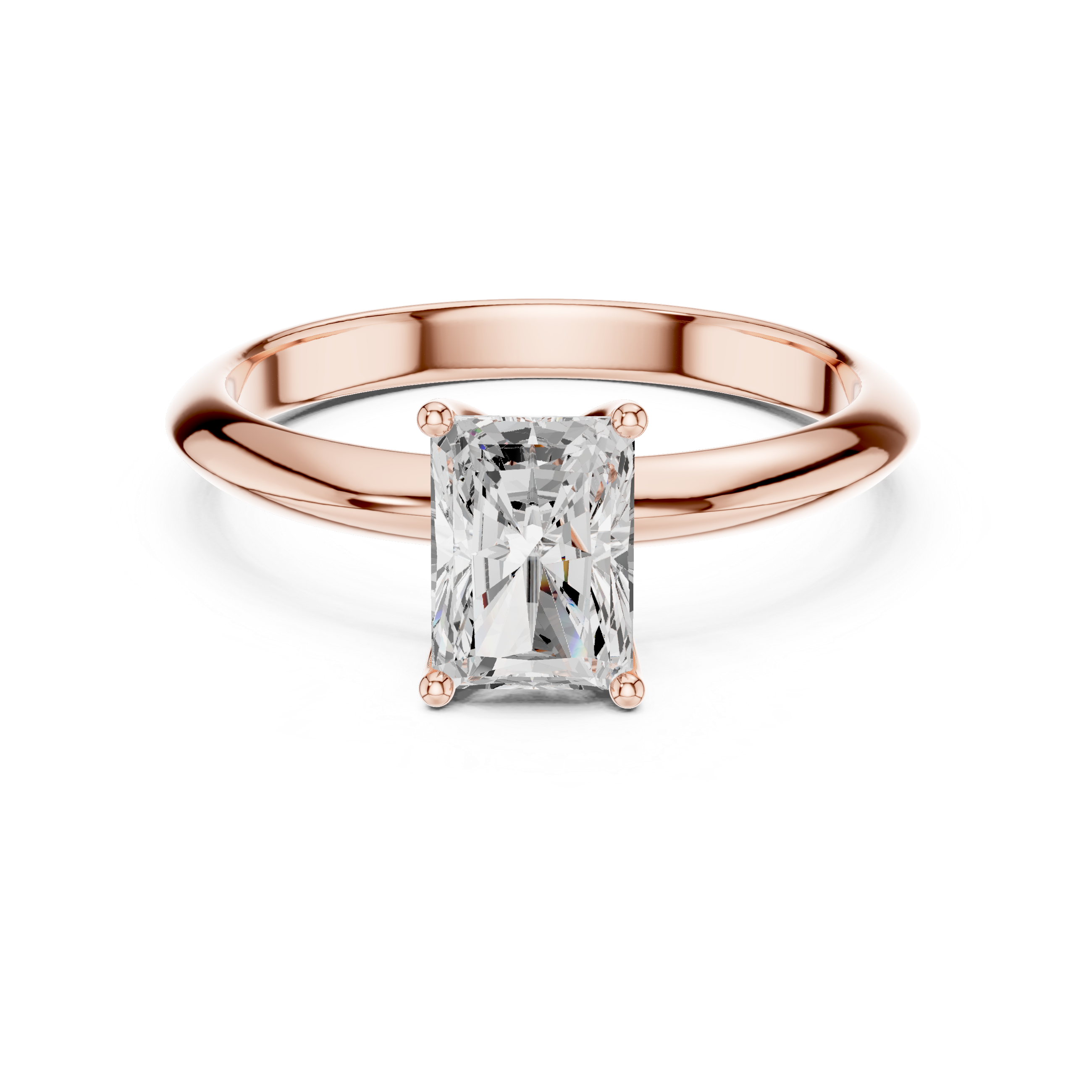 Radiant Cut Solitaire Engagement Ring with Plain Band