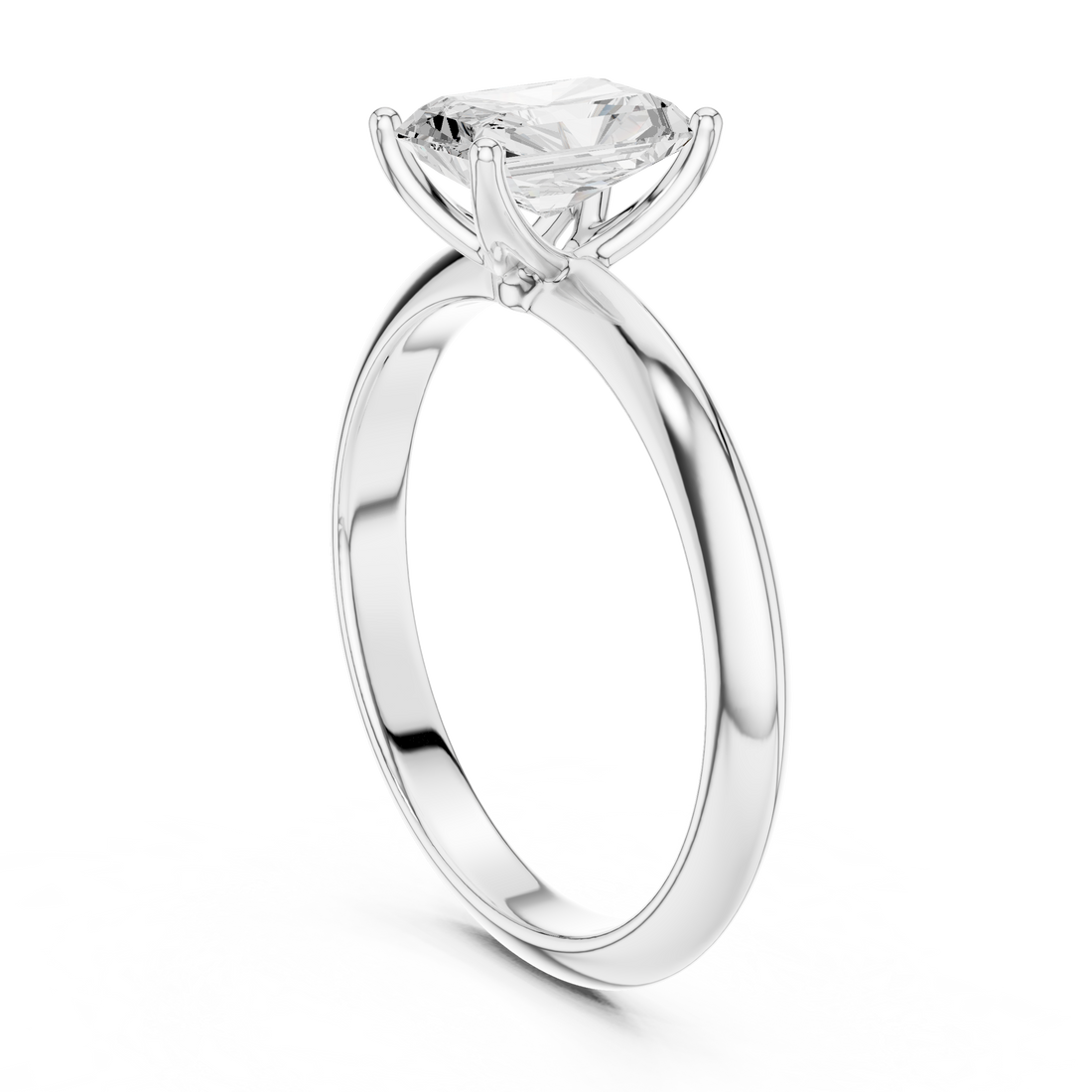 Radiant Cut Solitaire Engagement Ring with Plain Band