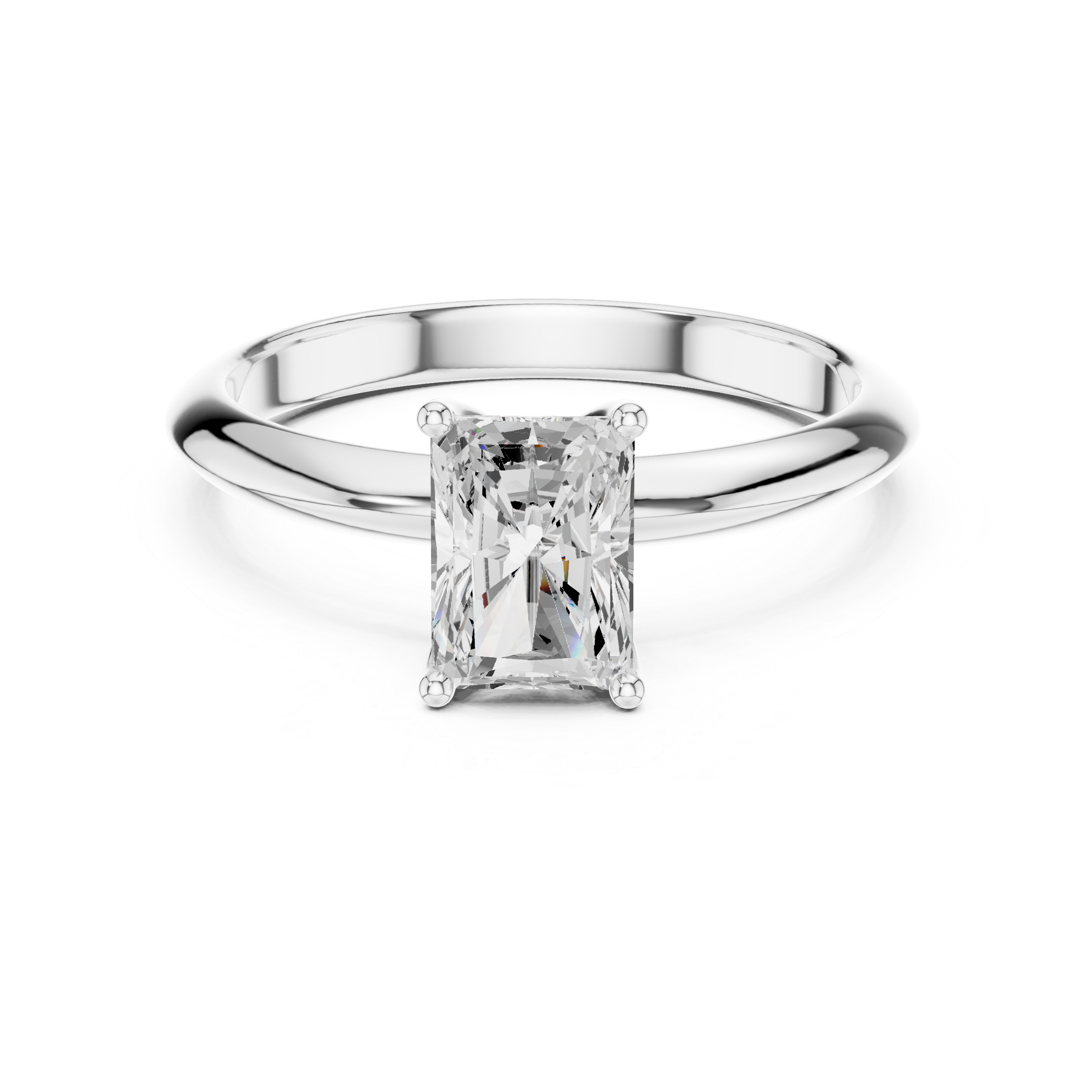 Radiant Cut Solitaire Engagement Ring with Plain Band