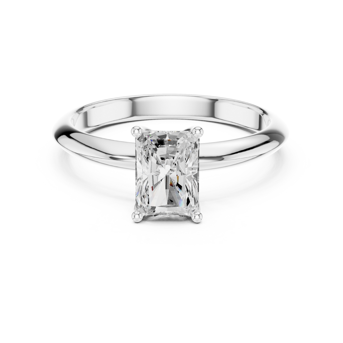 Radiant Cut Solitaire Engagement Ring with Plain Band