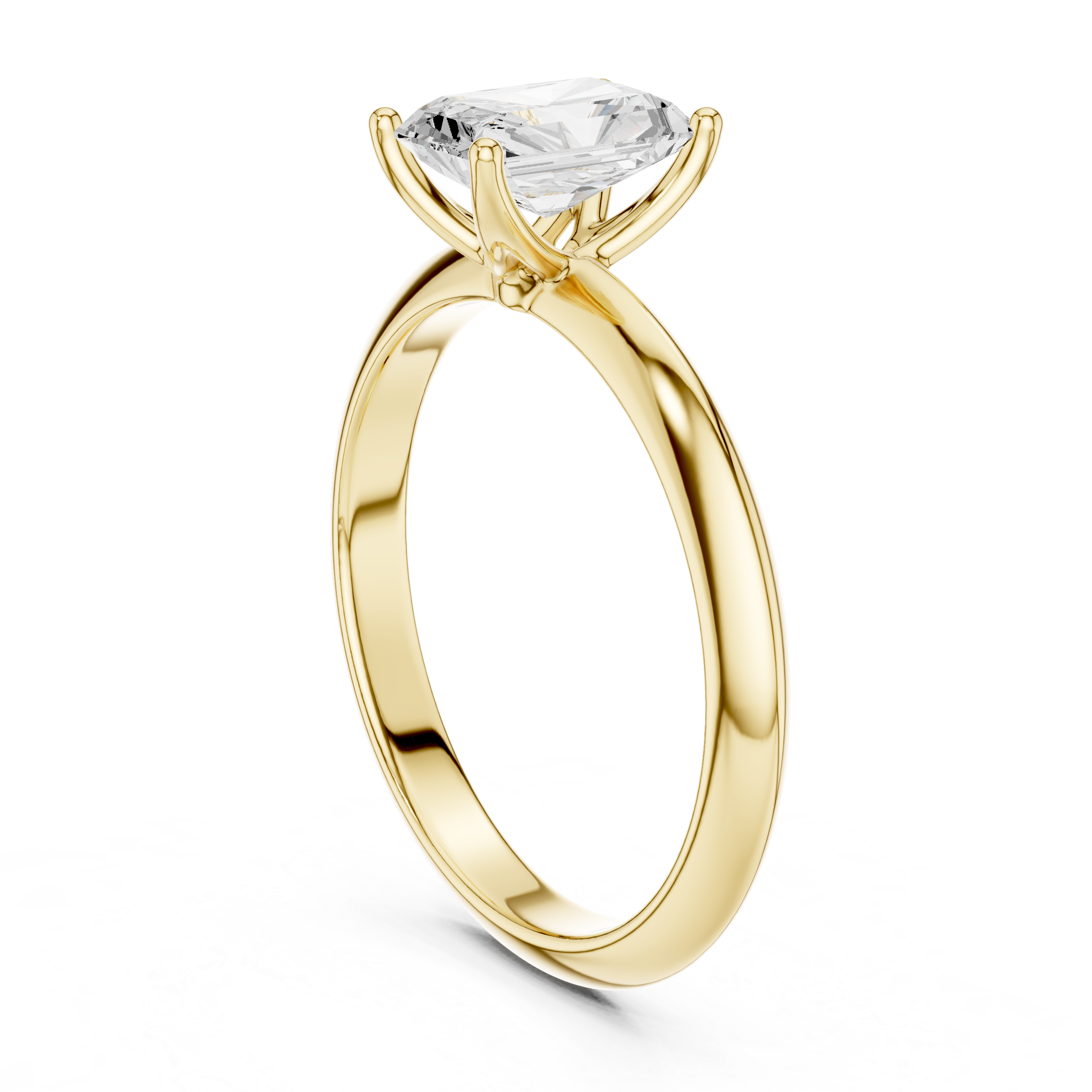 Radiant Cut Solitaire Engagement Ring with Plain Band