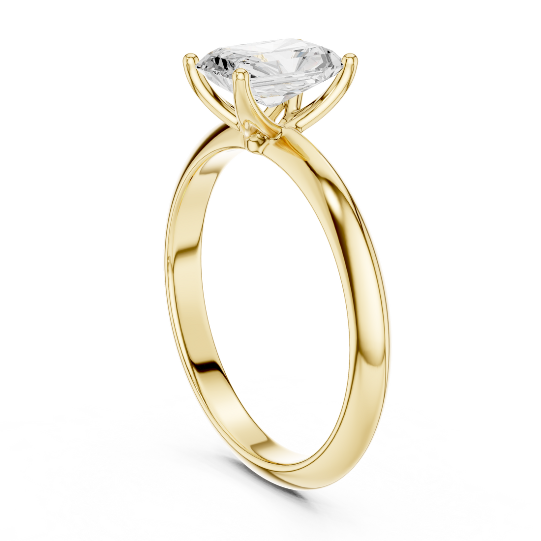 Radiant Cut Solitaire Engagement Ring with Plain Band