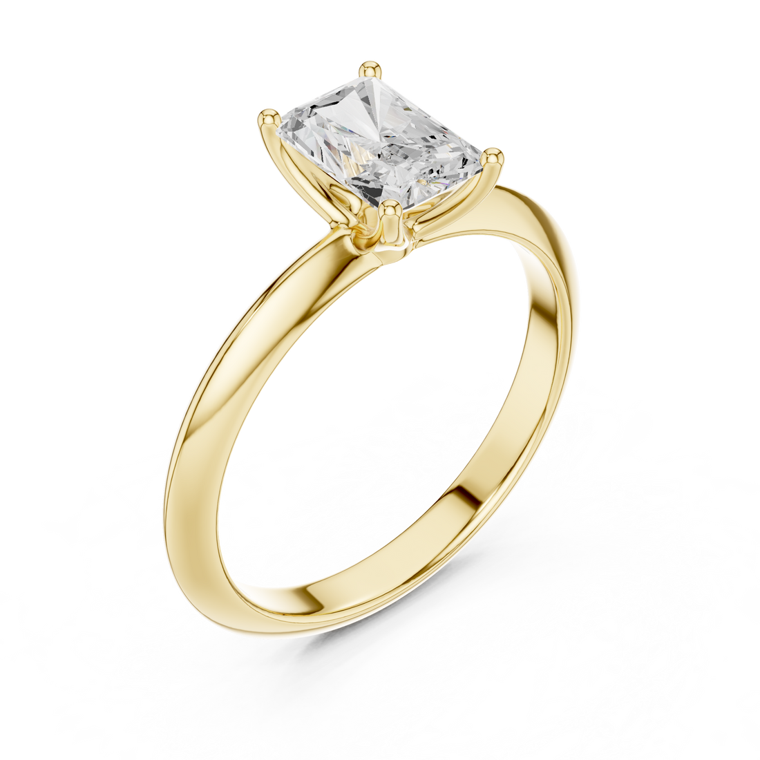 Radiant Cut Solitaire Engagement Ring with Plain Band