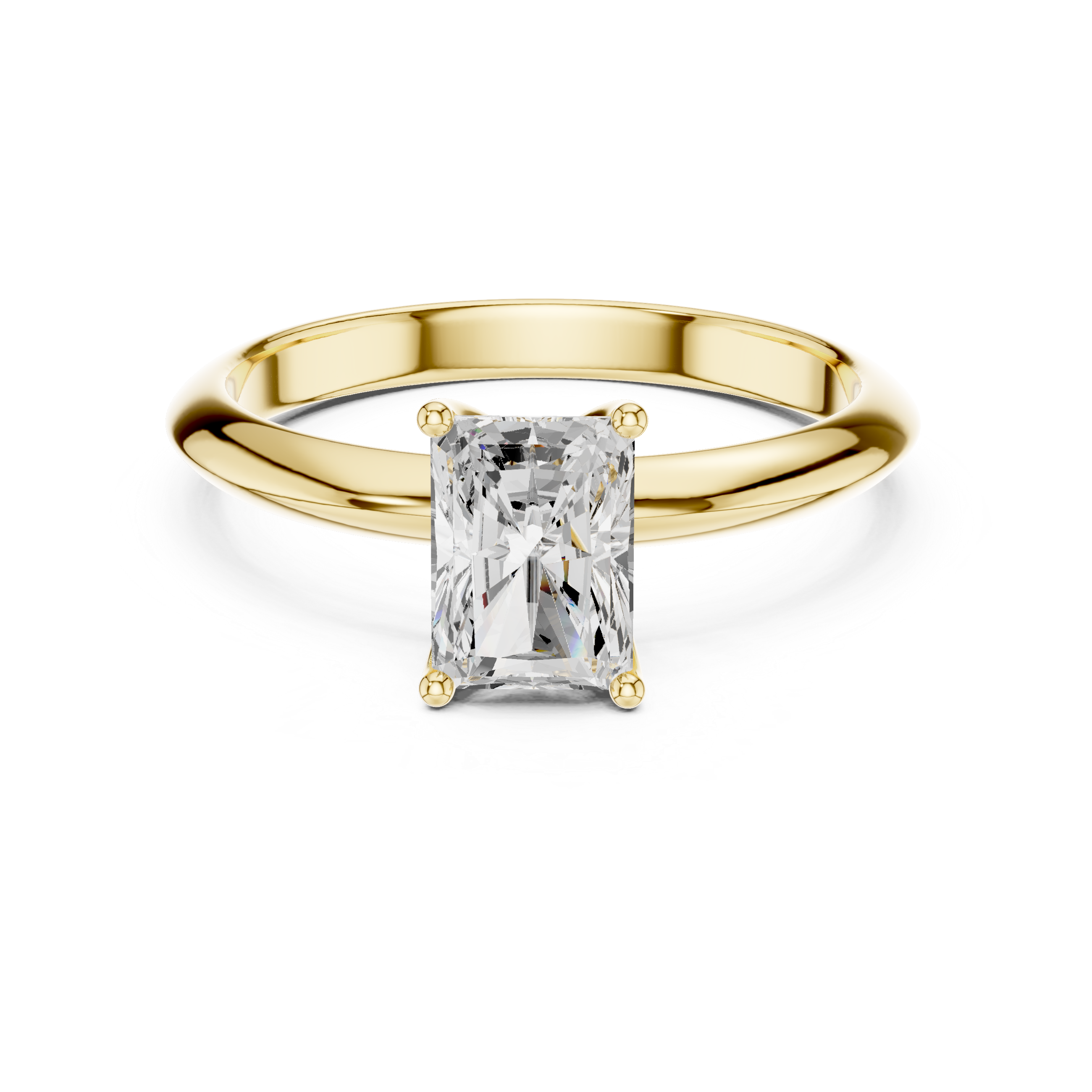 Radiant Cut Solitaire Engagement Ring with Plain Band