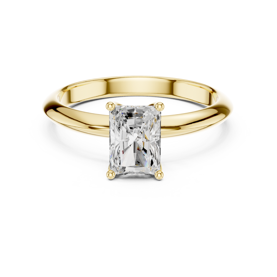 Radiant Cut Solitaire Engagement Ring with Plain Band