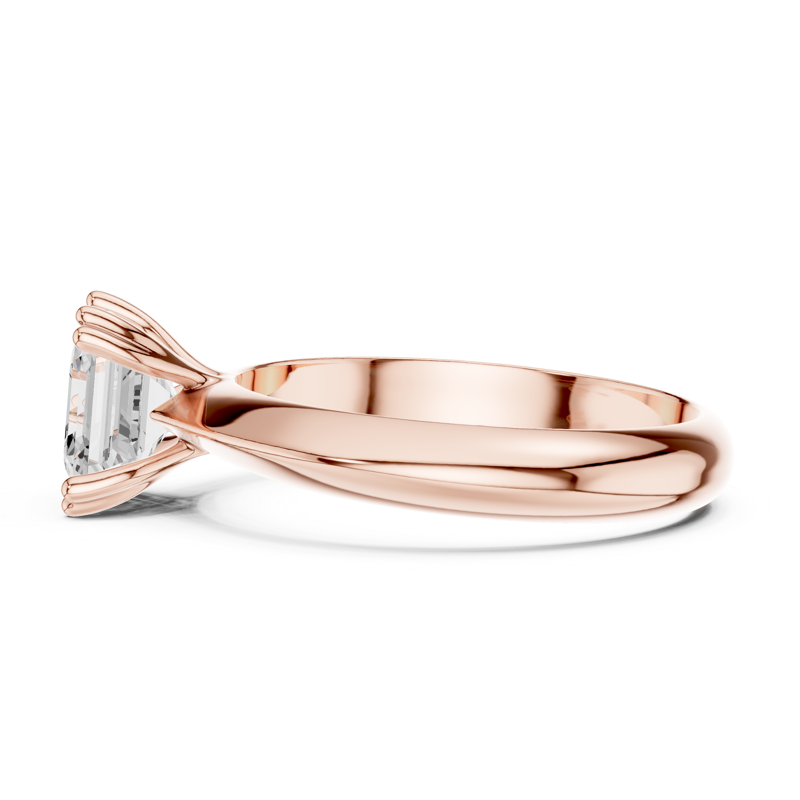 Asscher Cut Solitaire Engagement Ring with Plain Band