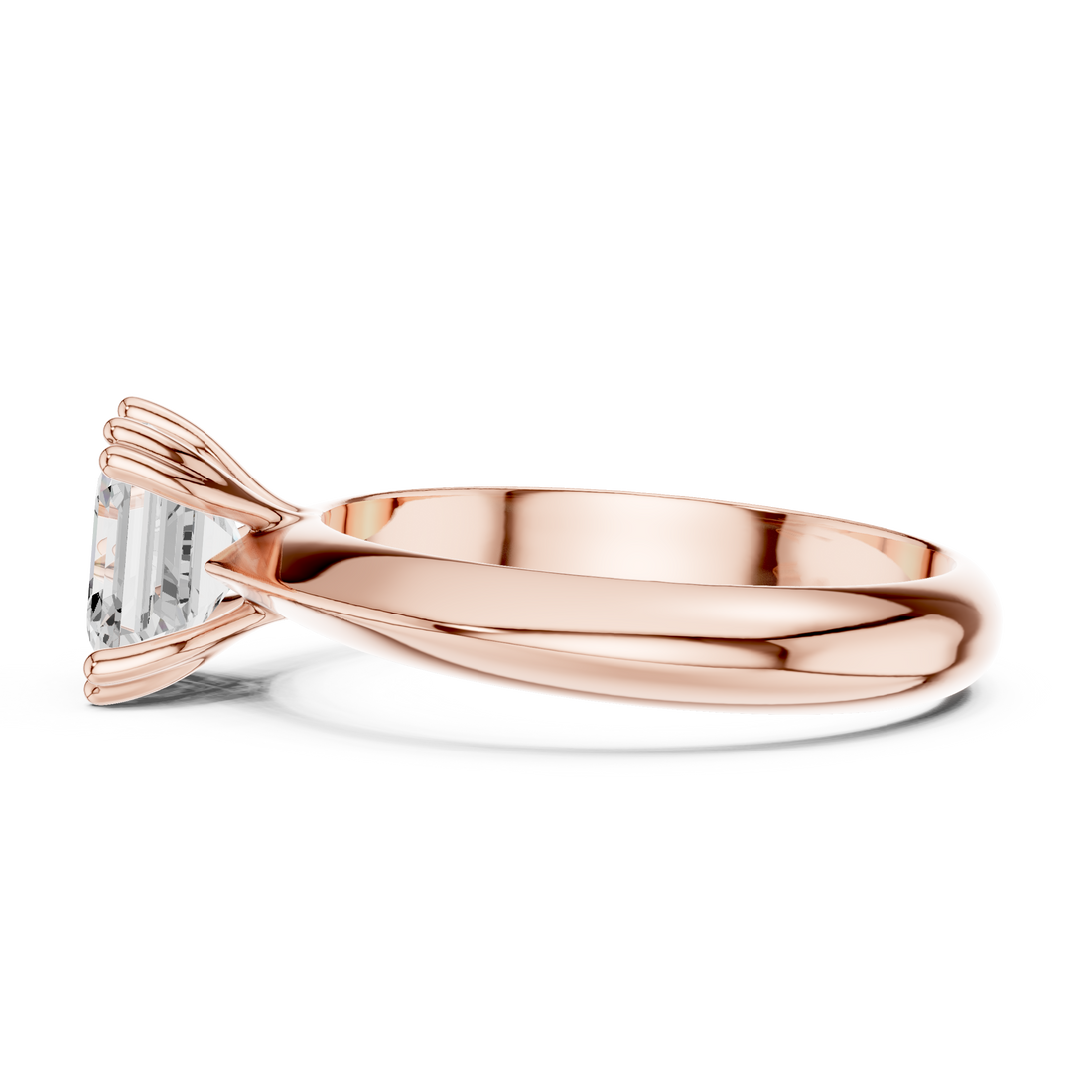 Asscher Cut Solitaire Engagement Ring with Plain Band