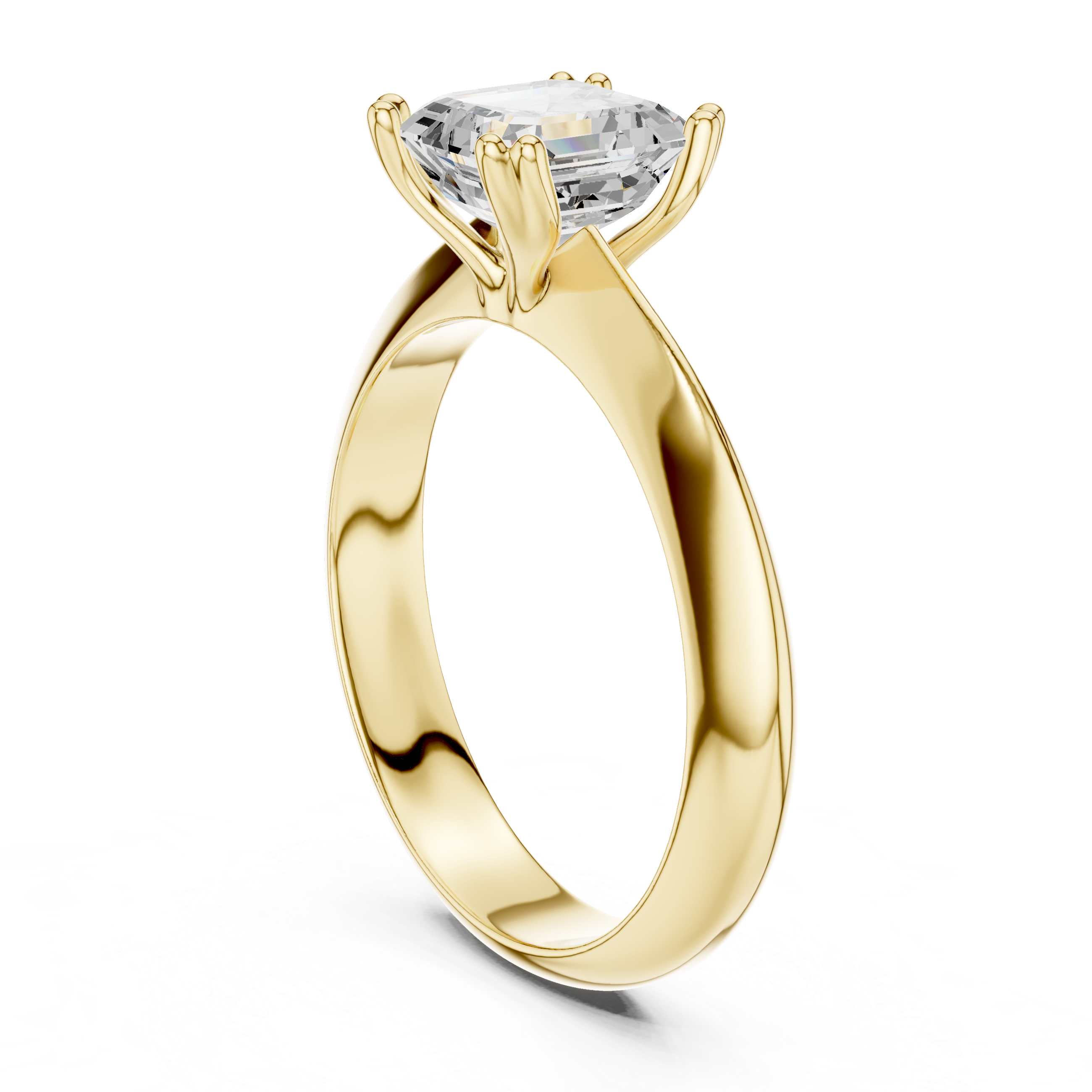 Asscher Cut Solitaire Engagement Ring with Plain Band