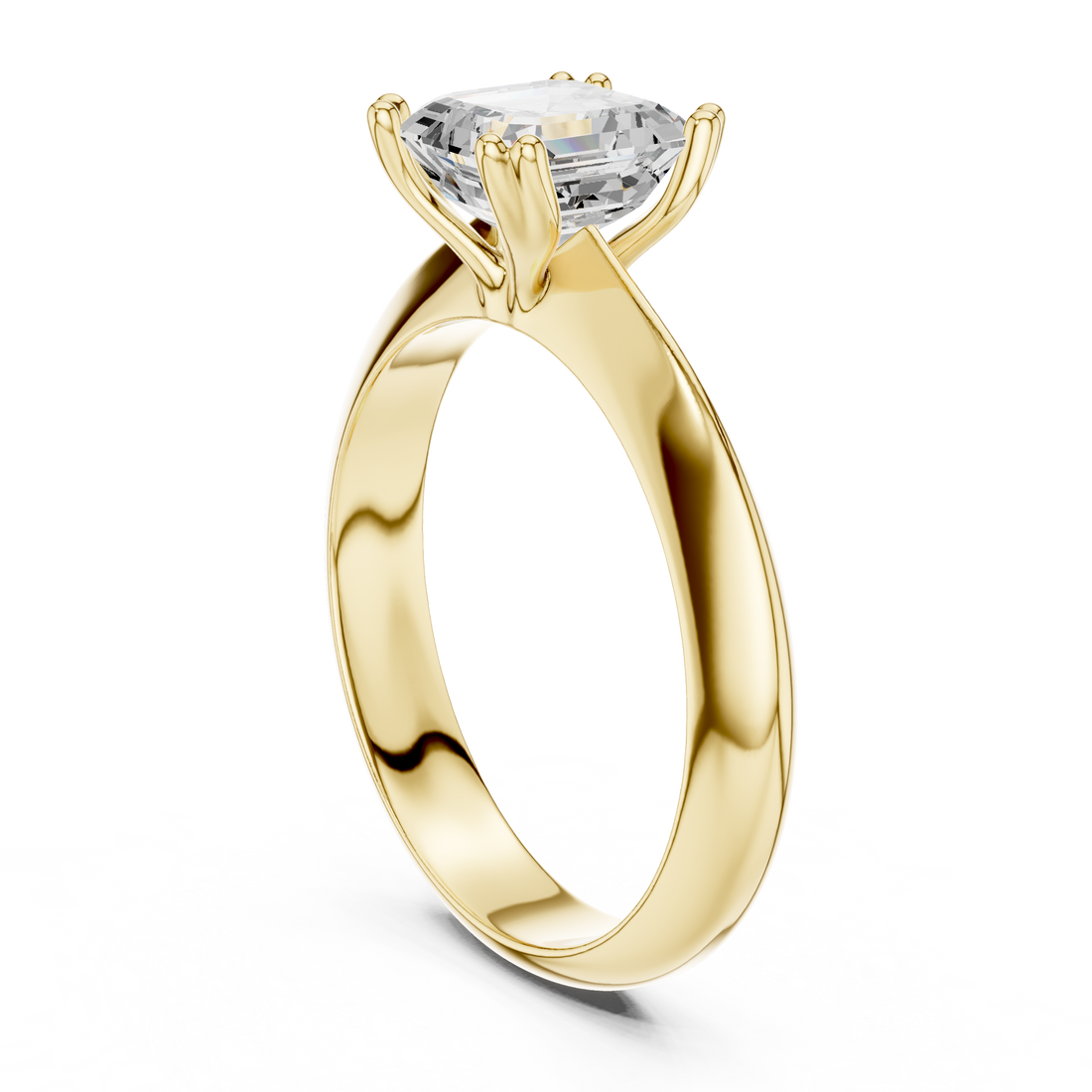 Asscher Cut Solitaire Engagement Ring with Plain Band