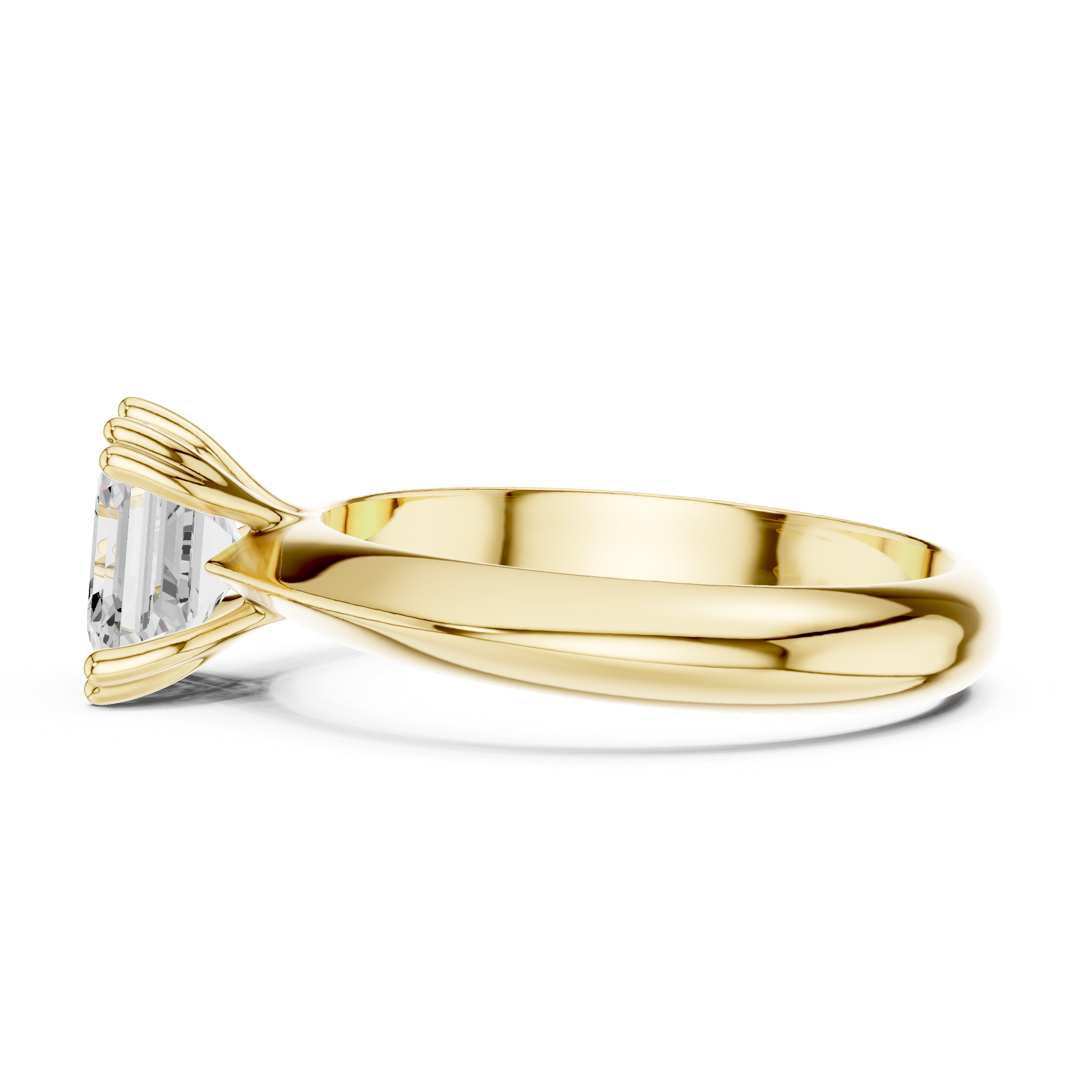Asscher Cut Solitaire Engagement Ring with Plain Band