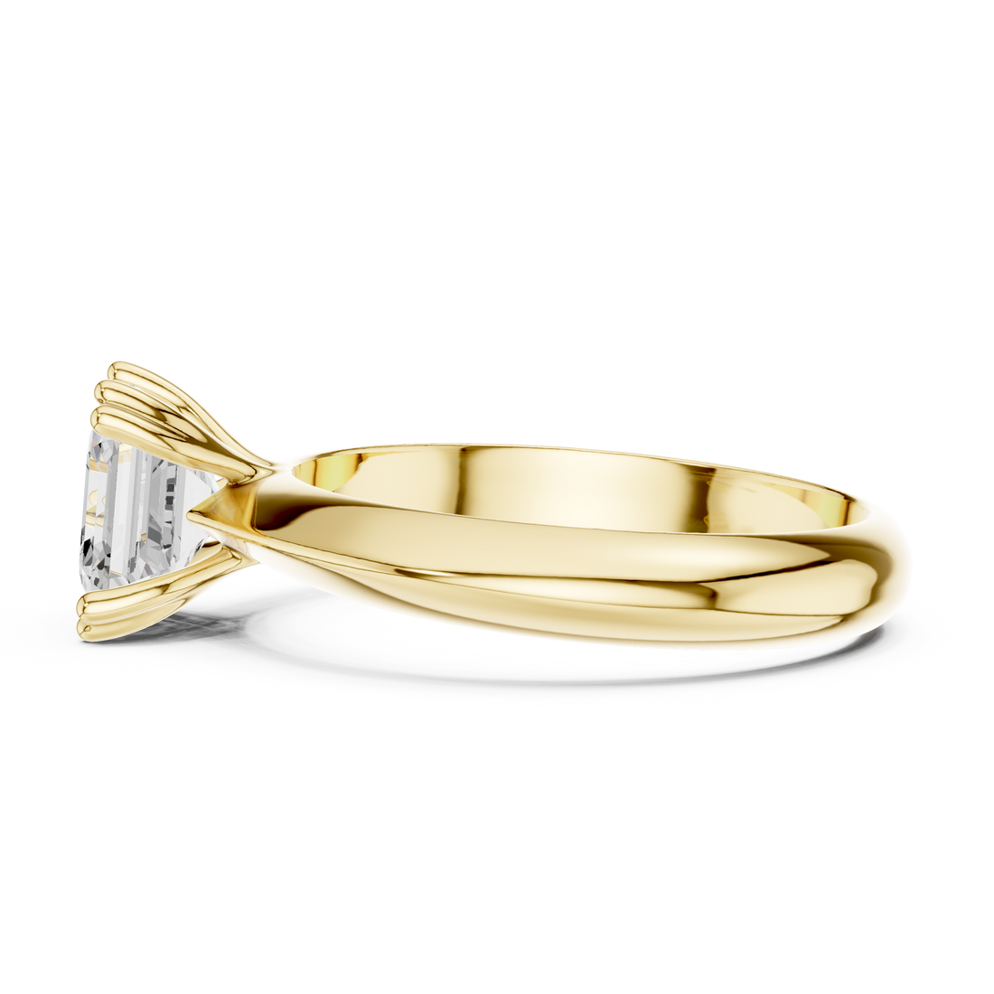 Asscher Cut Solitaire Engagement Ring with Plain Band