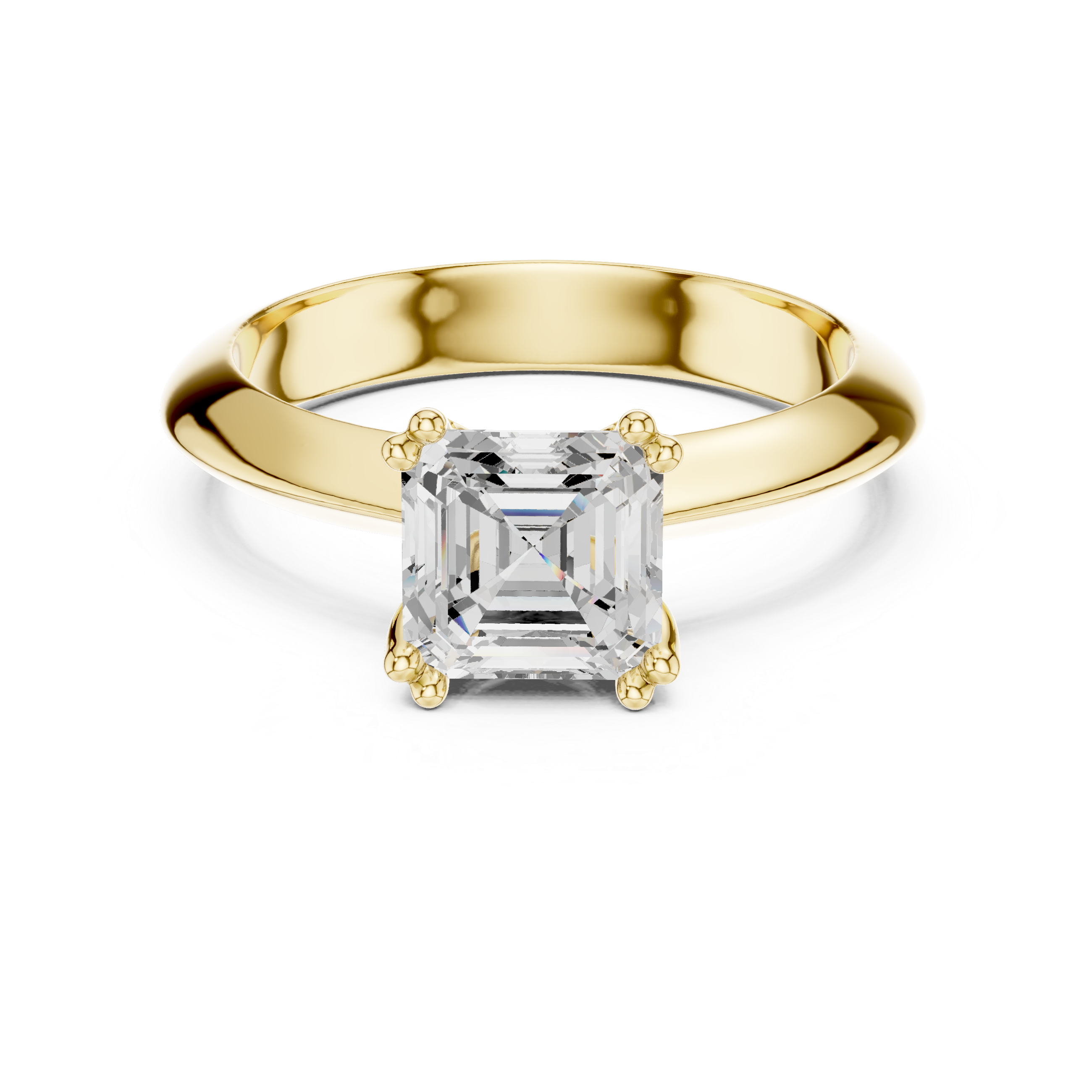 Asscher Cut Solitaire Engagement Ring with Plain Band