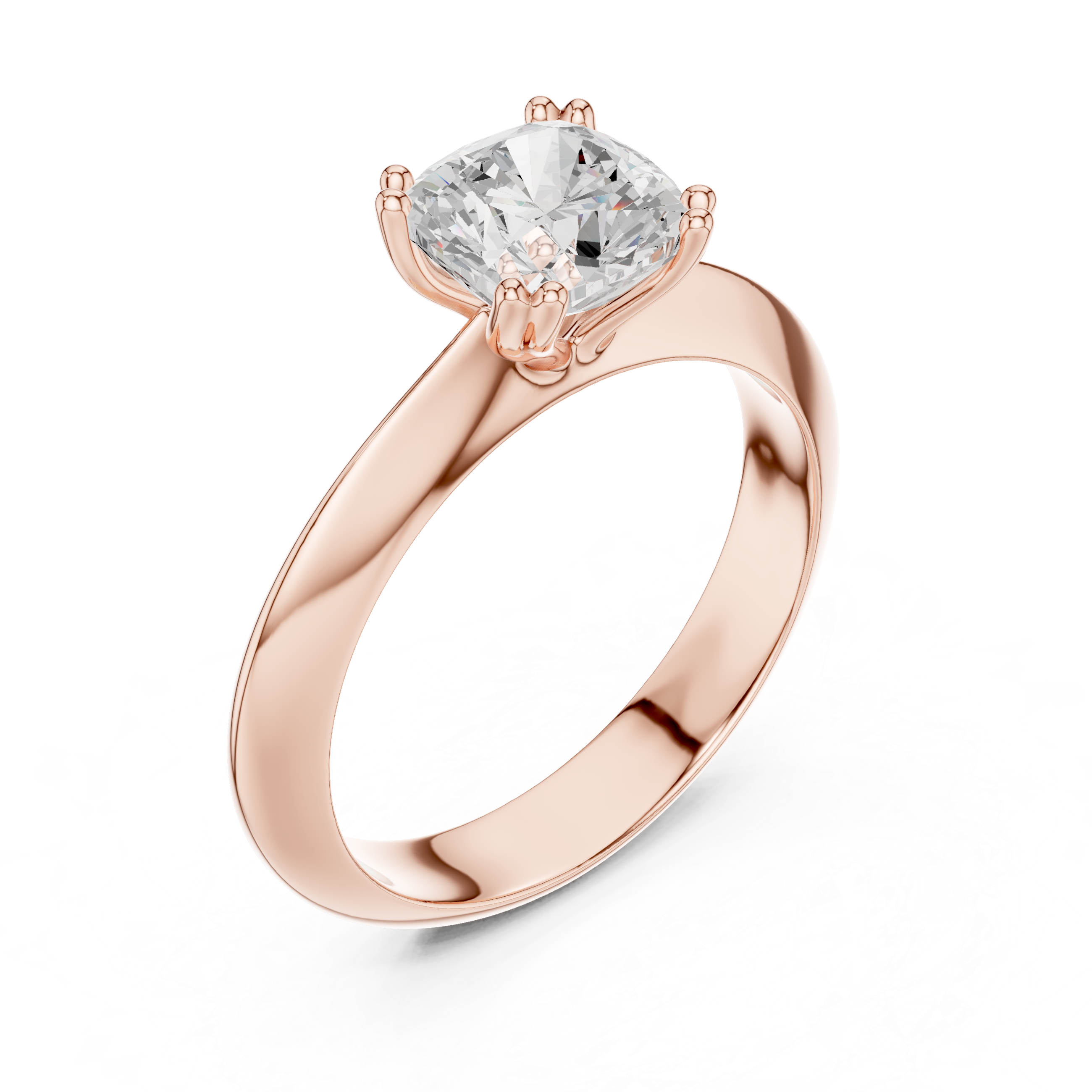 Cushion Cut Solitaire Engagement Ring with Plain Band