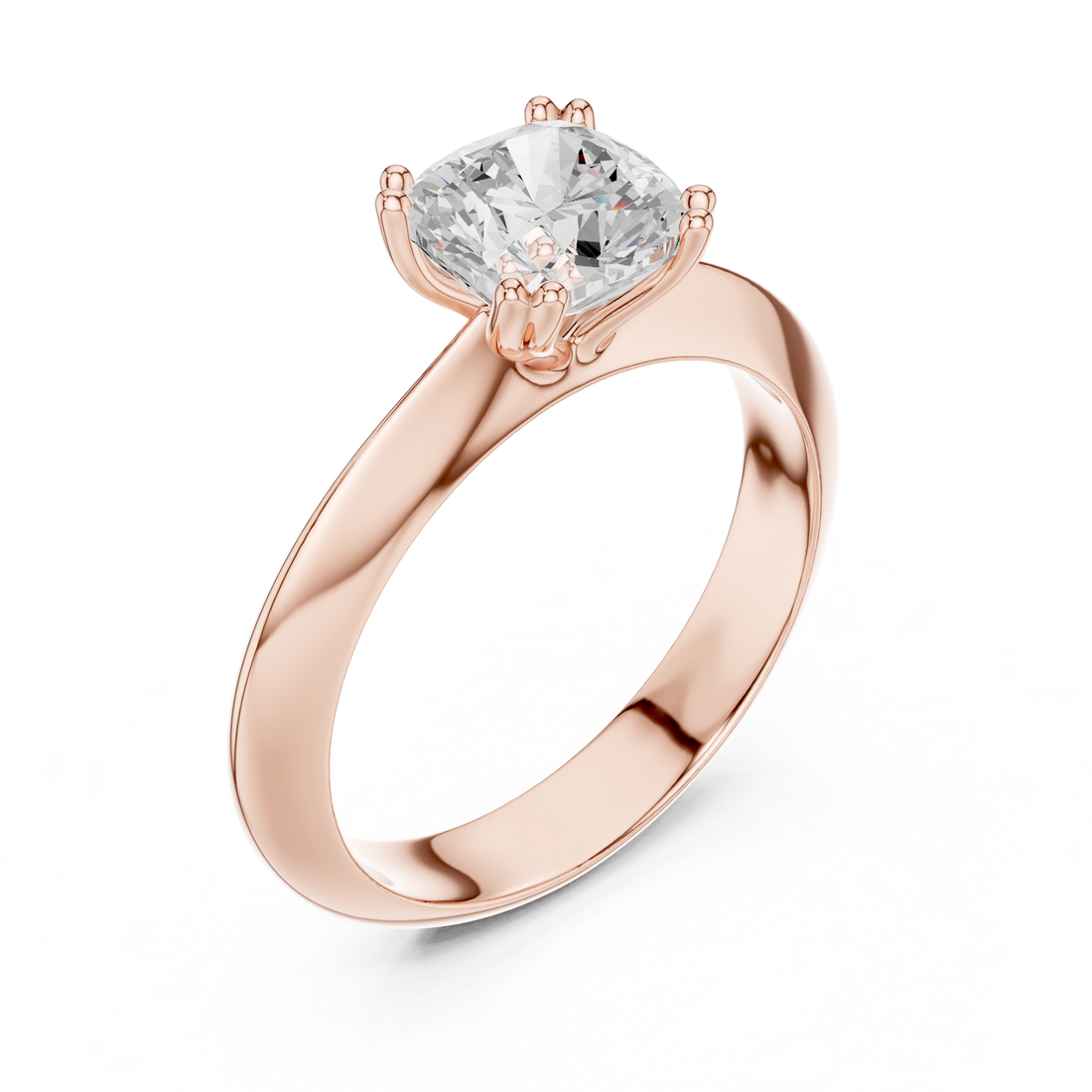 Cushion Cut Solitaire Engagement Ring with Plain Band