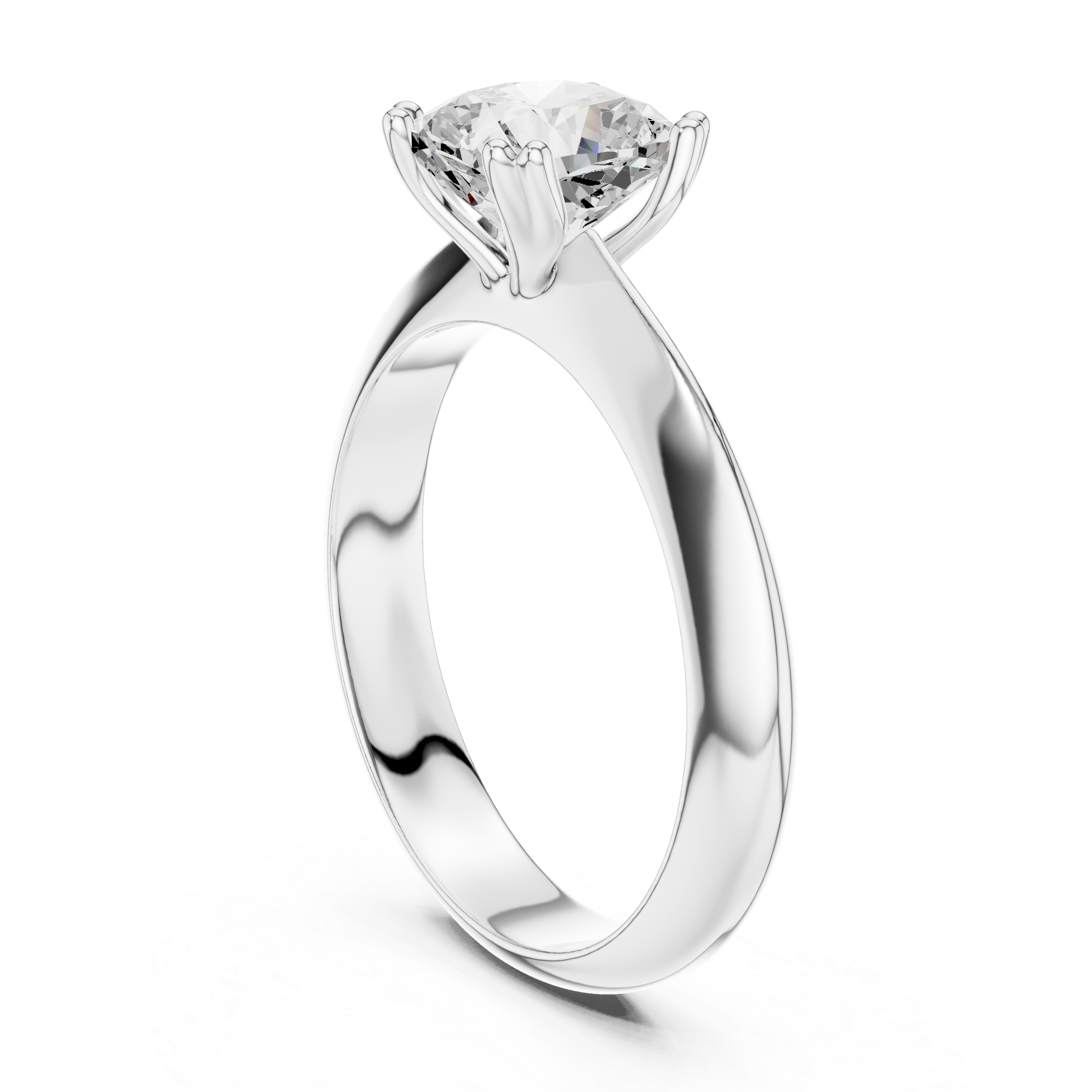 Cushion Cut Solitaire Engagement Ring with Plain Band