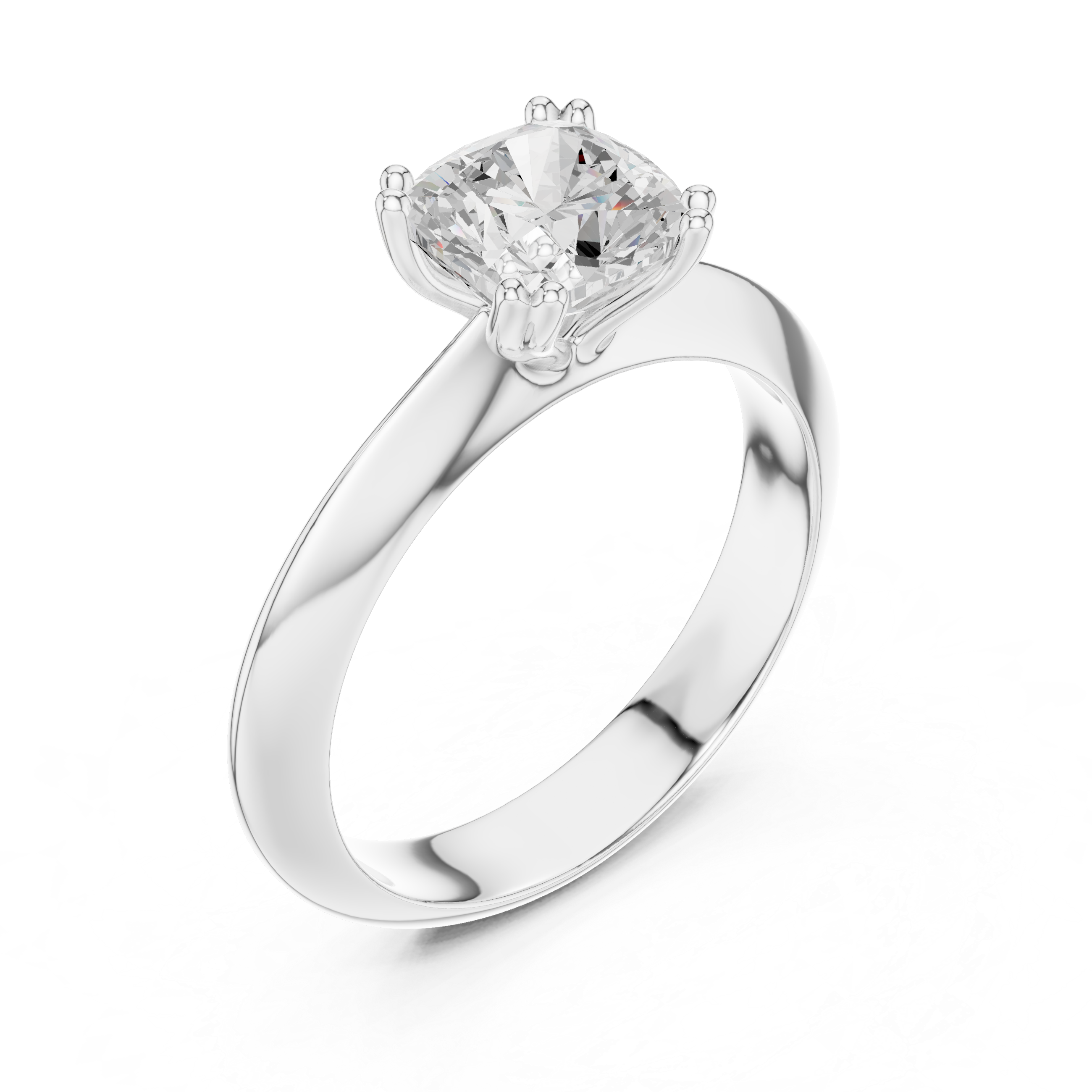 Cushion Cut Solitaire Engagement Ring with Plain Band