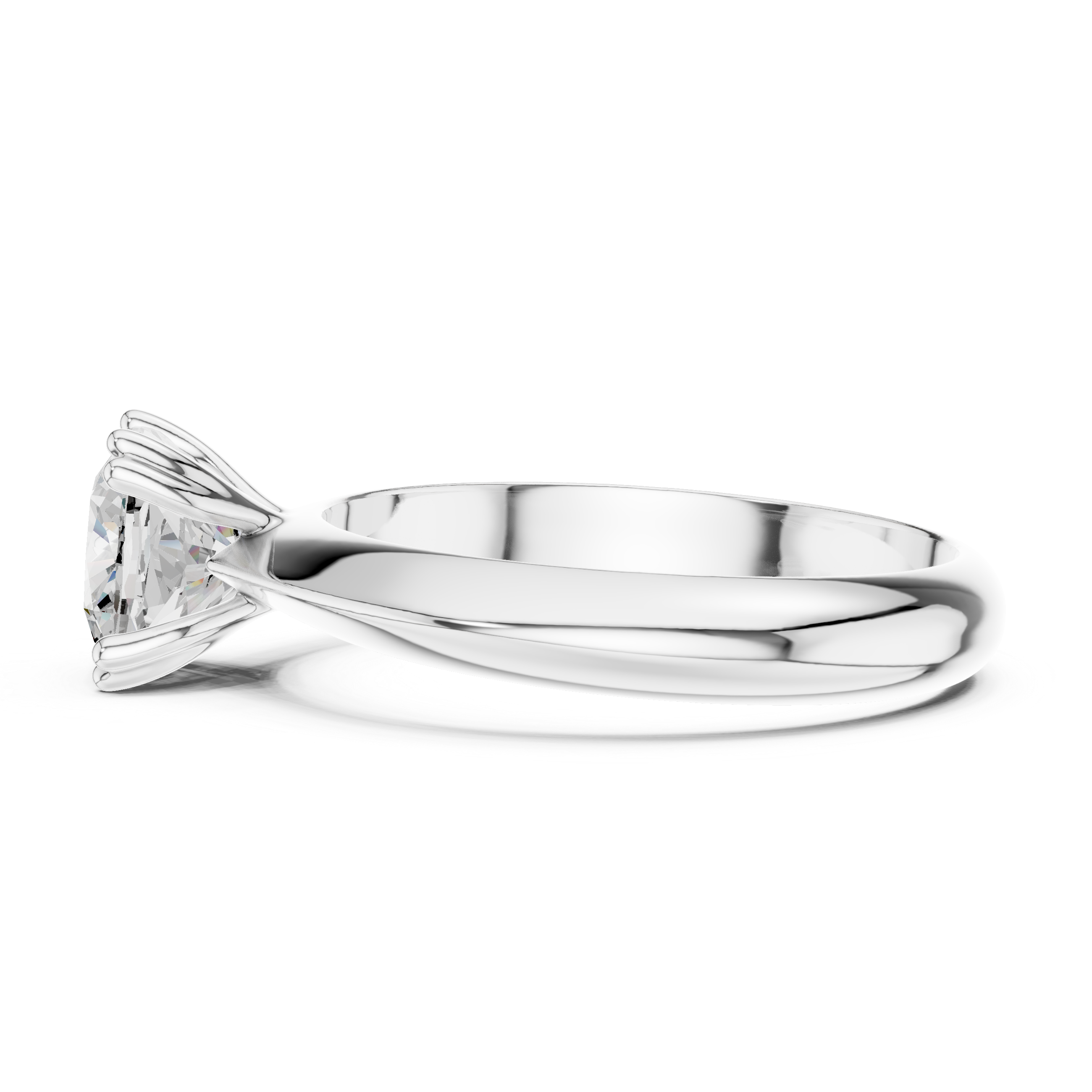 Cushion Cut Solitaire Engagement Ring with Plain Band