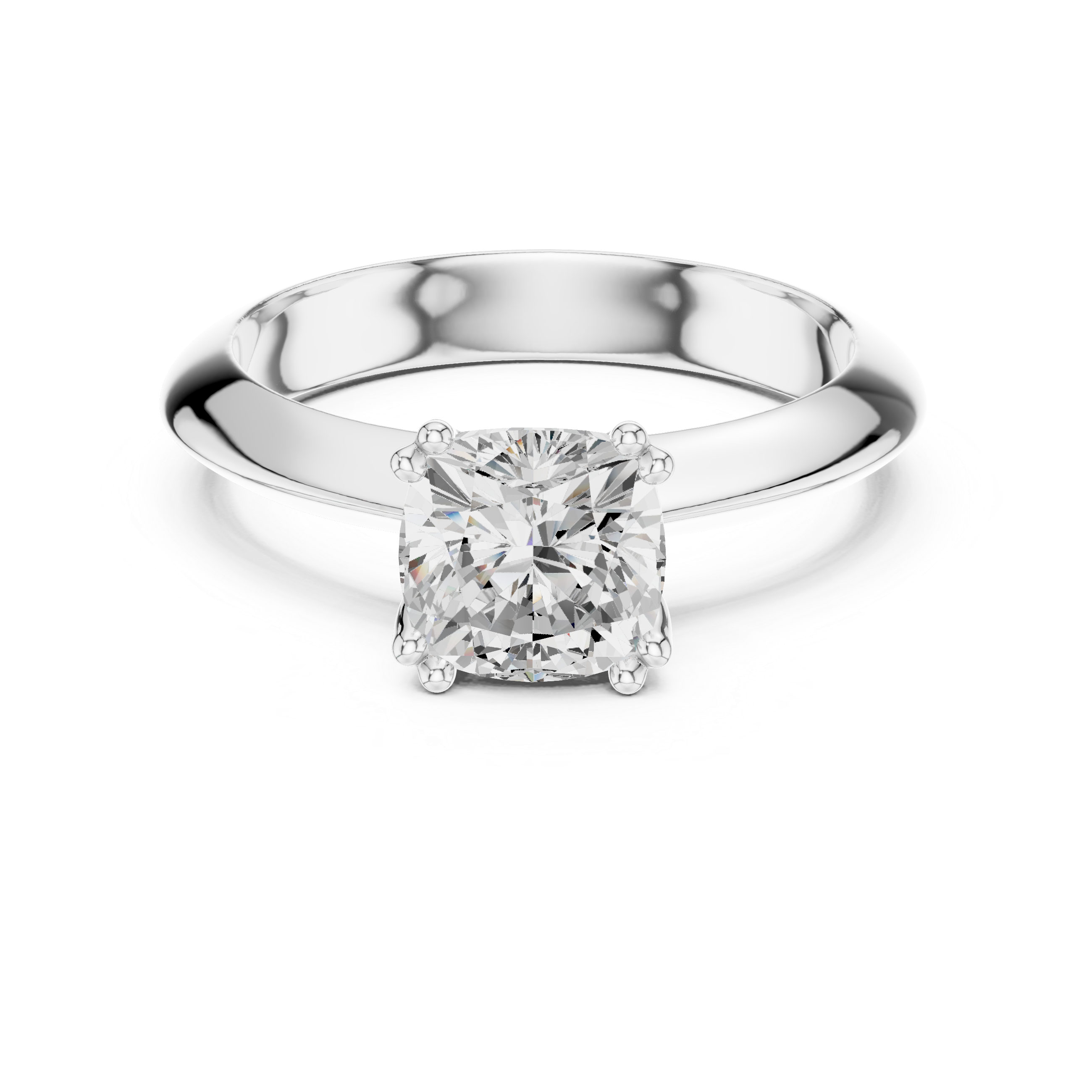 Cushion Cut Solitaire Engagement Ring with Plain Band
