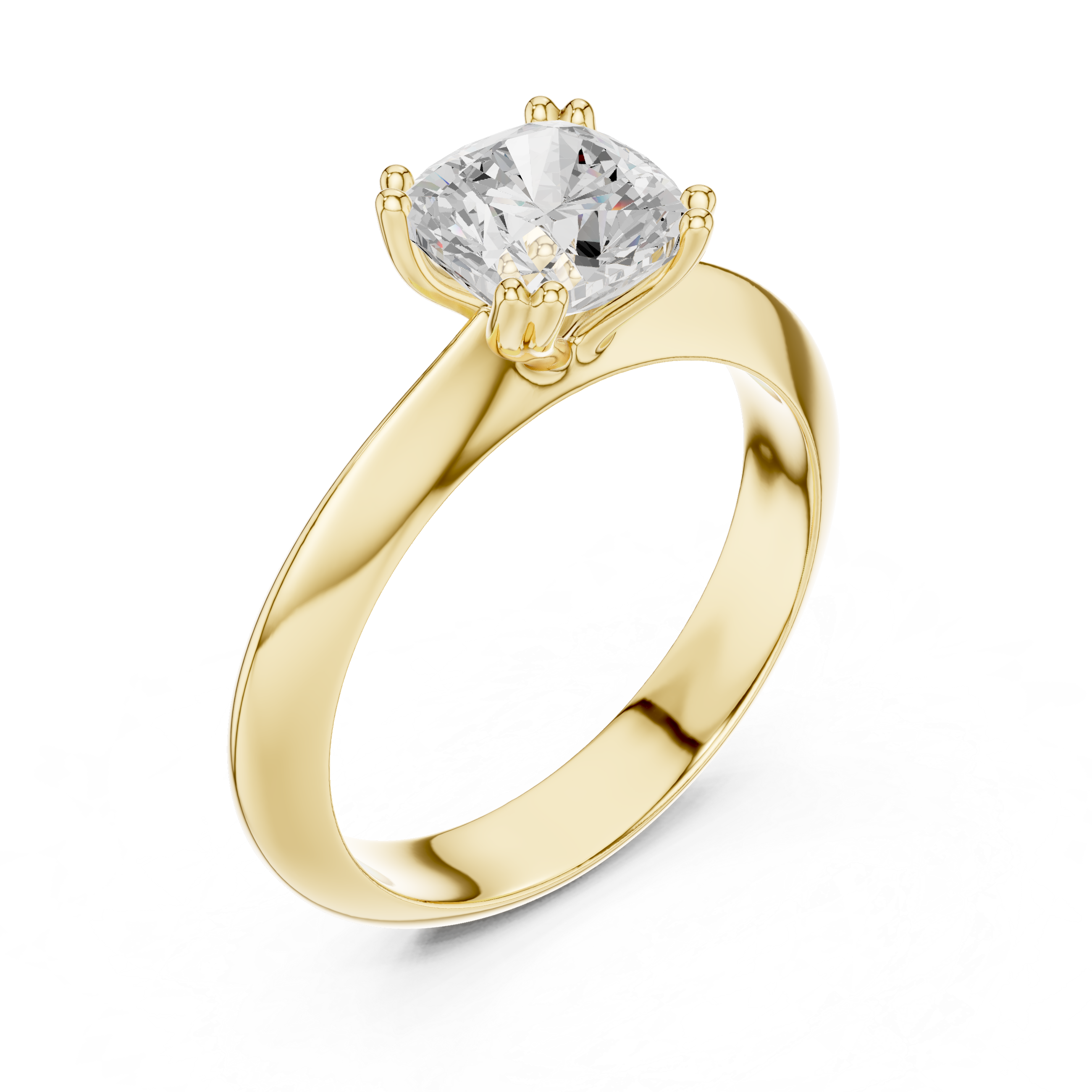 Cushion Cut Solitaire Engagement Ring with Plain Band