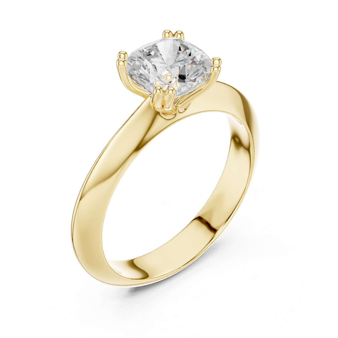 Cushion Cut Solitaire Engagement Ring with Plain Band