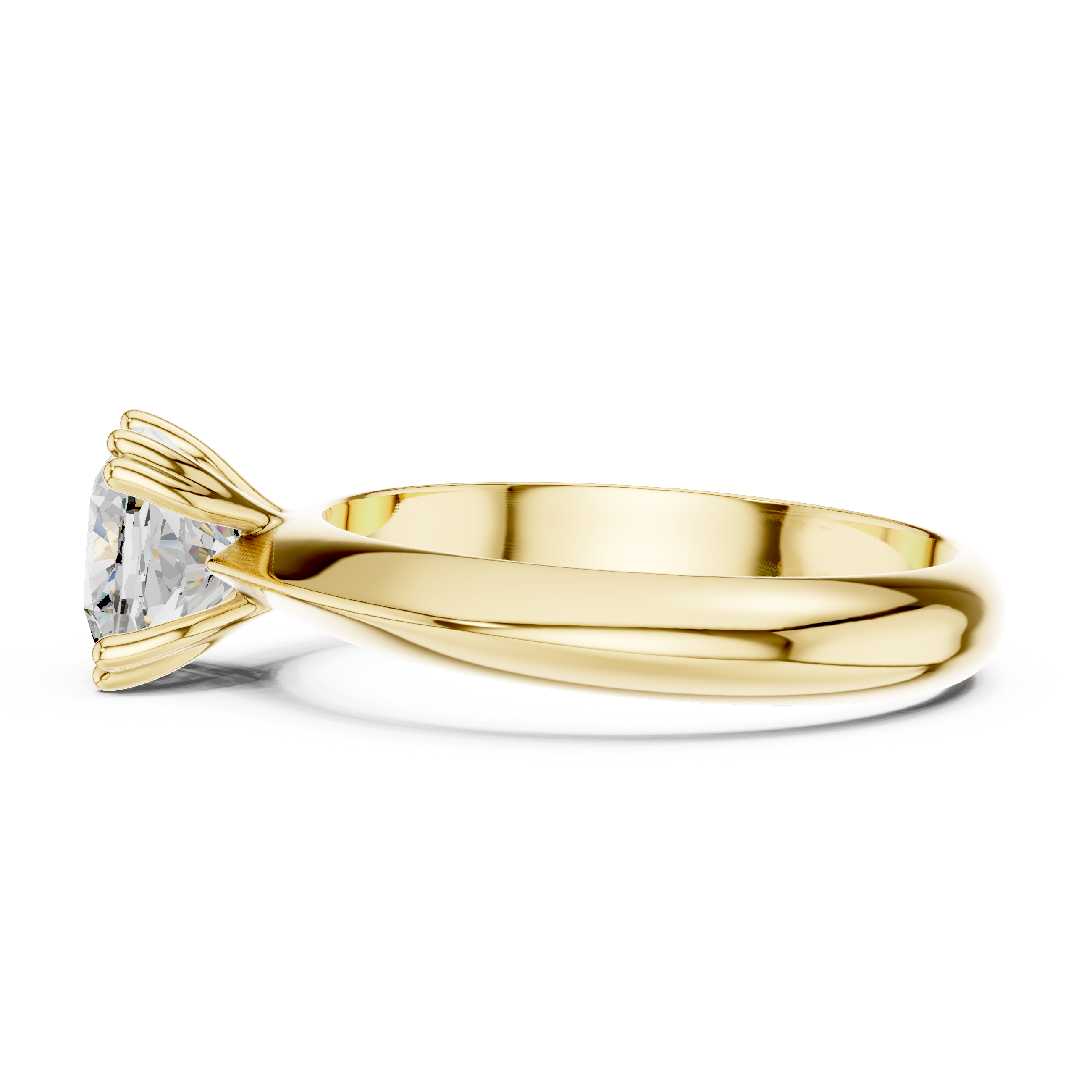 Cushion Cut Solitaire Engagement Ring with Plain Band