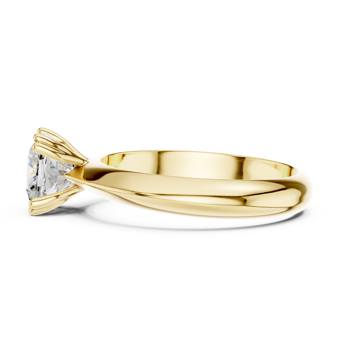 Cushion Cut Solitaire Engagement Ring with Plain Band