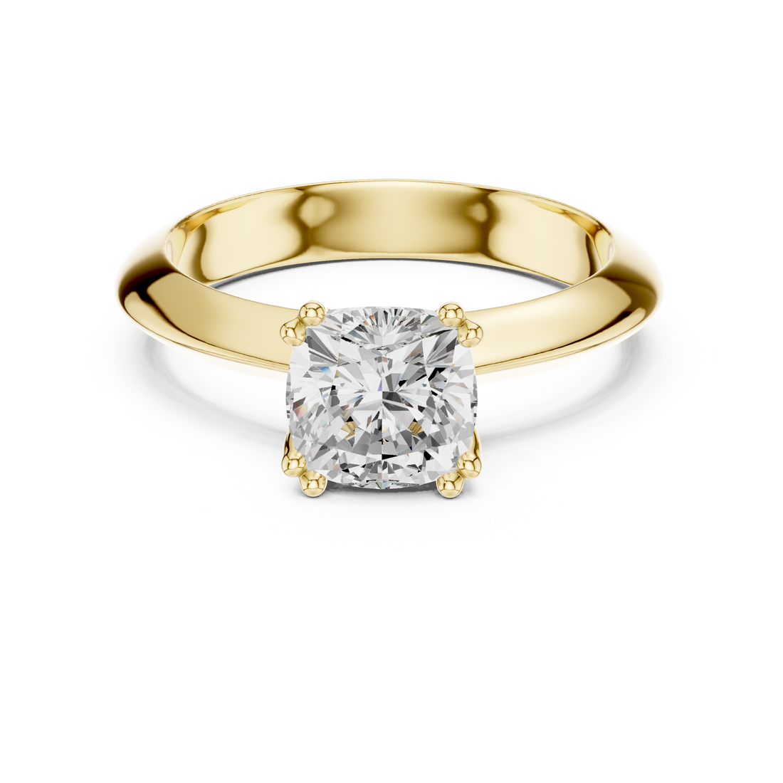 Cushion Cut Solitaire Engagement Ring with Plain Band