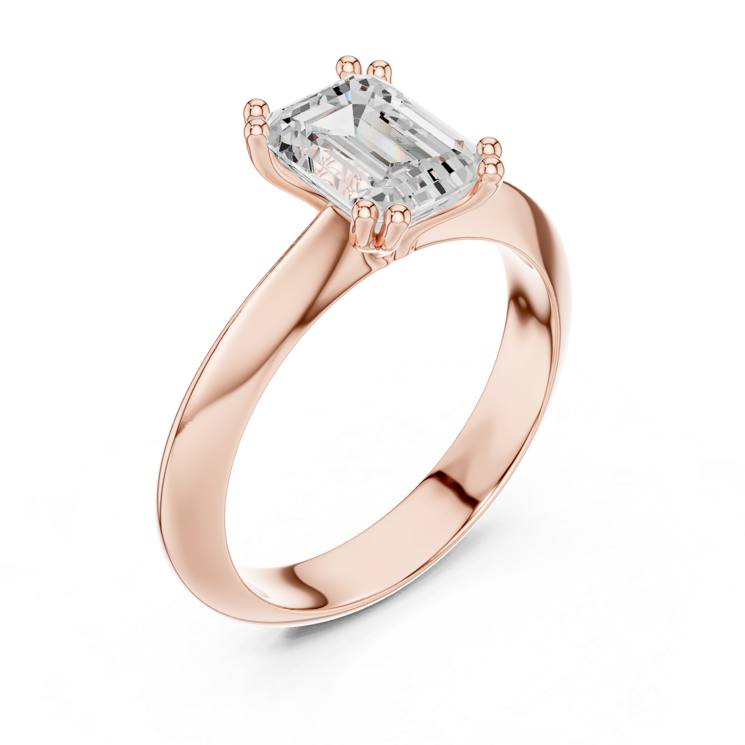 Emerald Cut Solitaire Engagement Ring with Plain Band