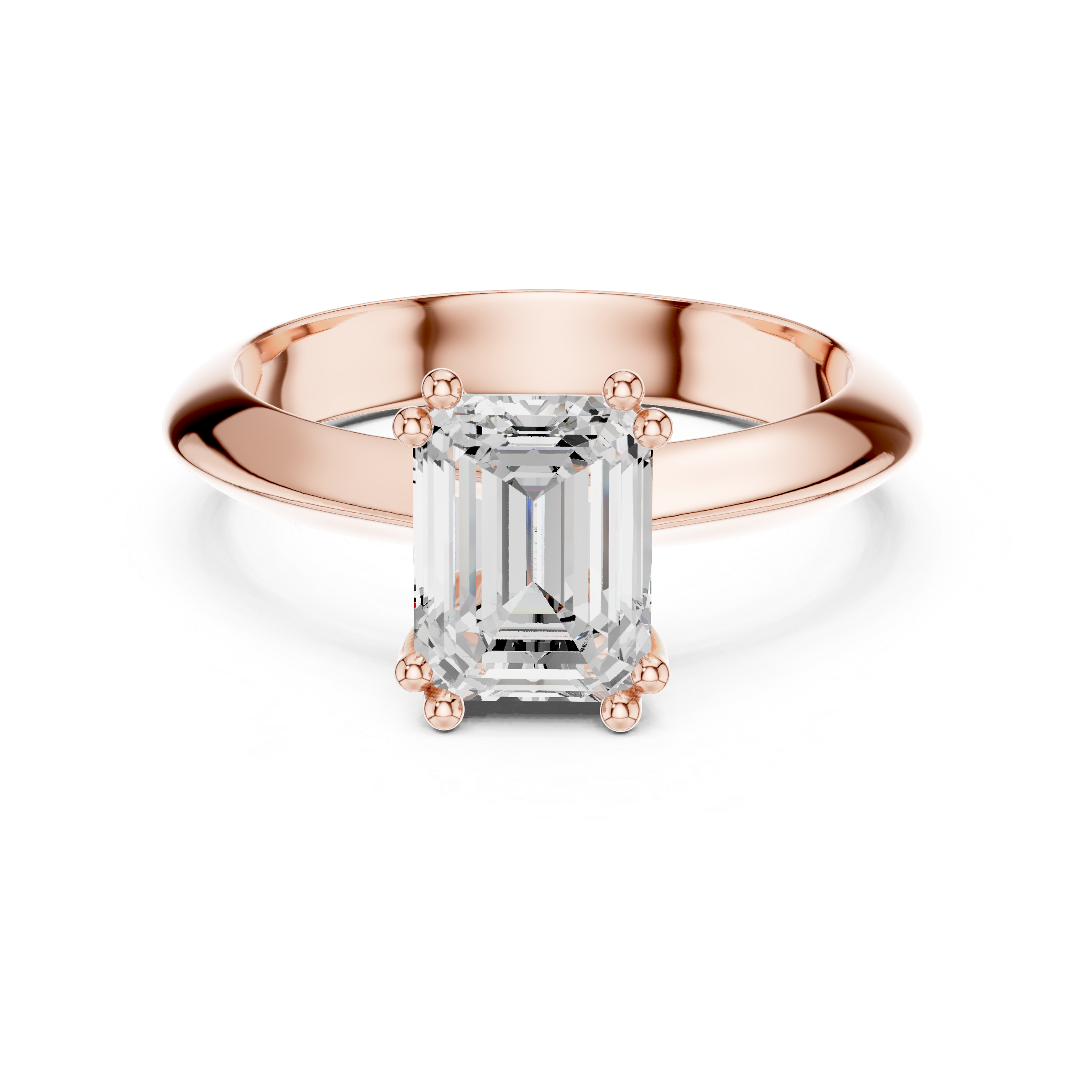 Emerald Cut Solitaire Engagement Ring with Plain Band