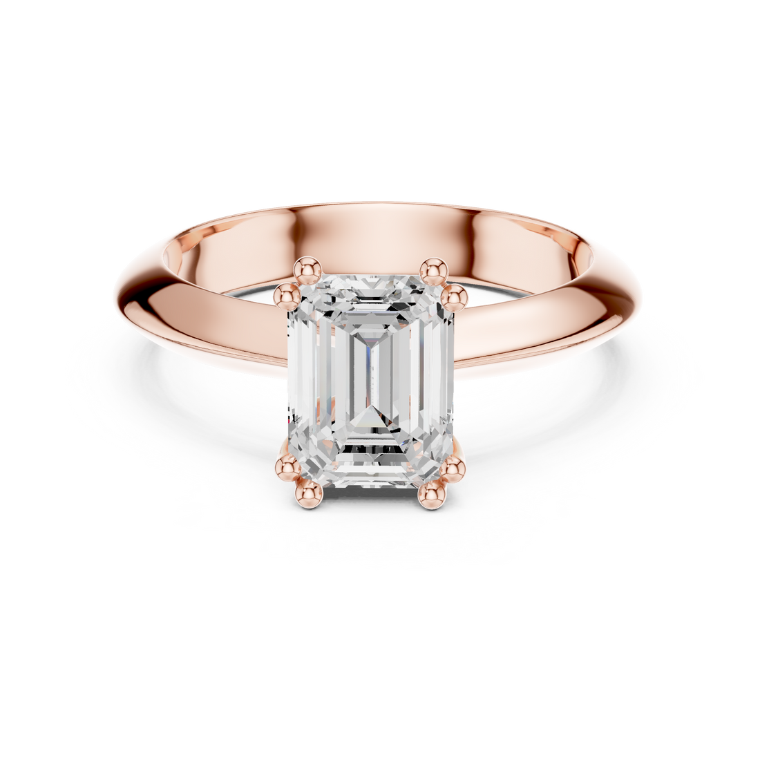 Emerald Cut Solitaire Engagement Ring with Plain Band
