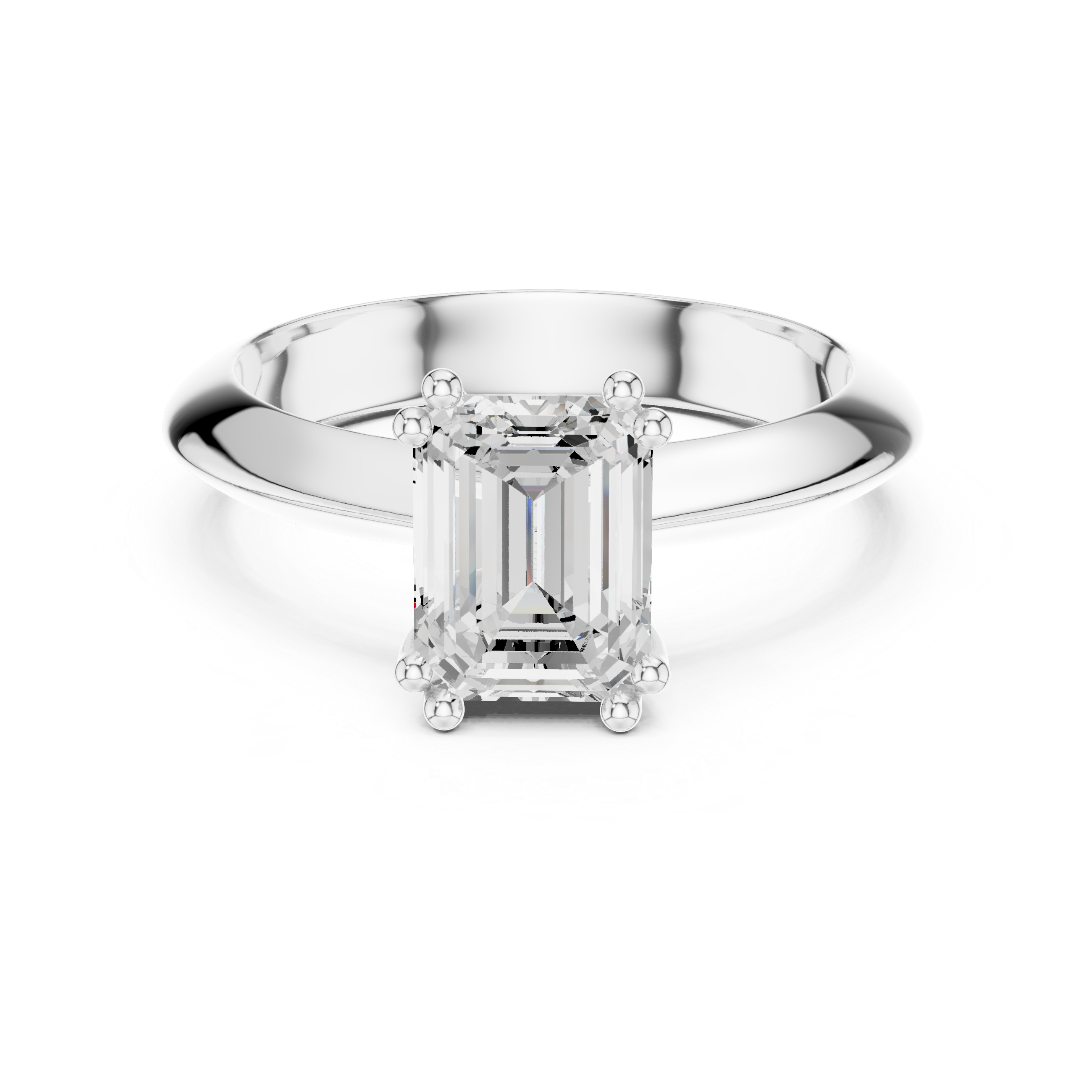 Emerald Cut Solitaire Engagement Ring with Plain Band