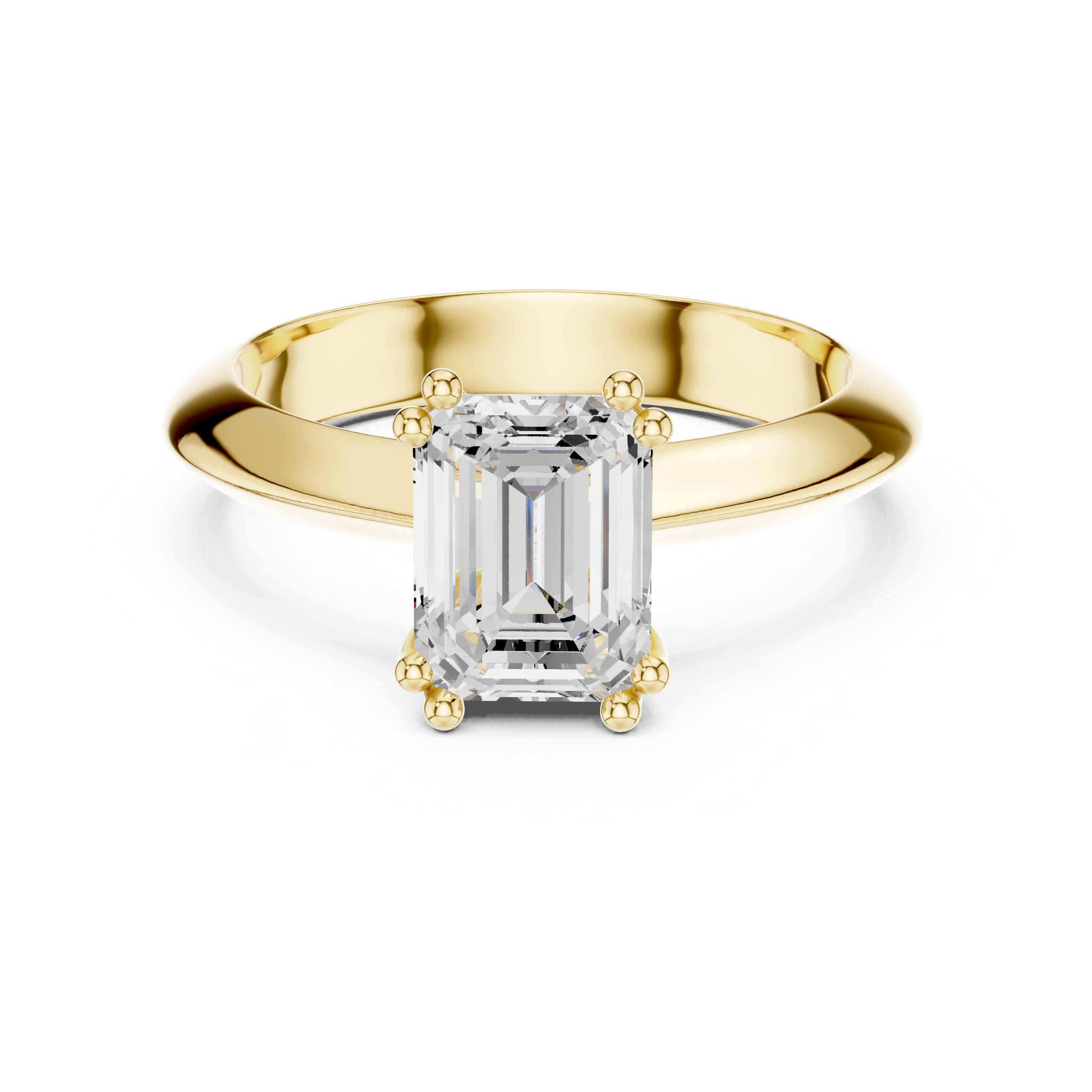 Emerald Cut Solitaire Engagement Ring with Plain Band