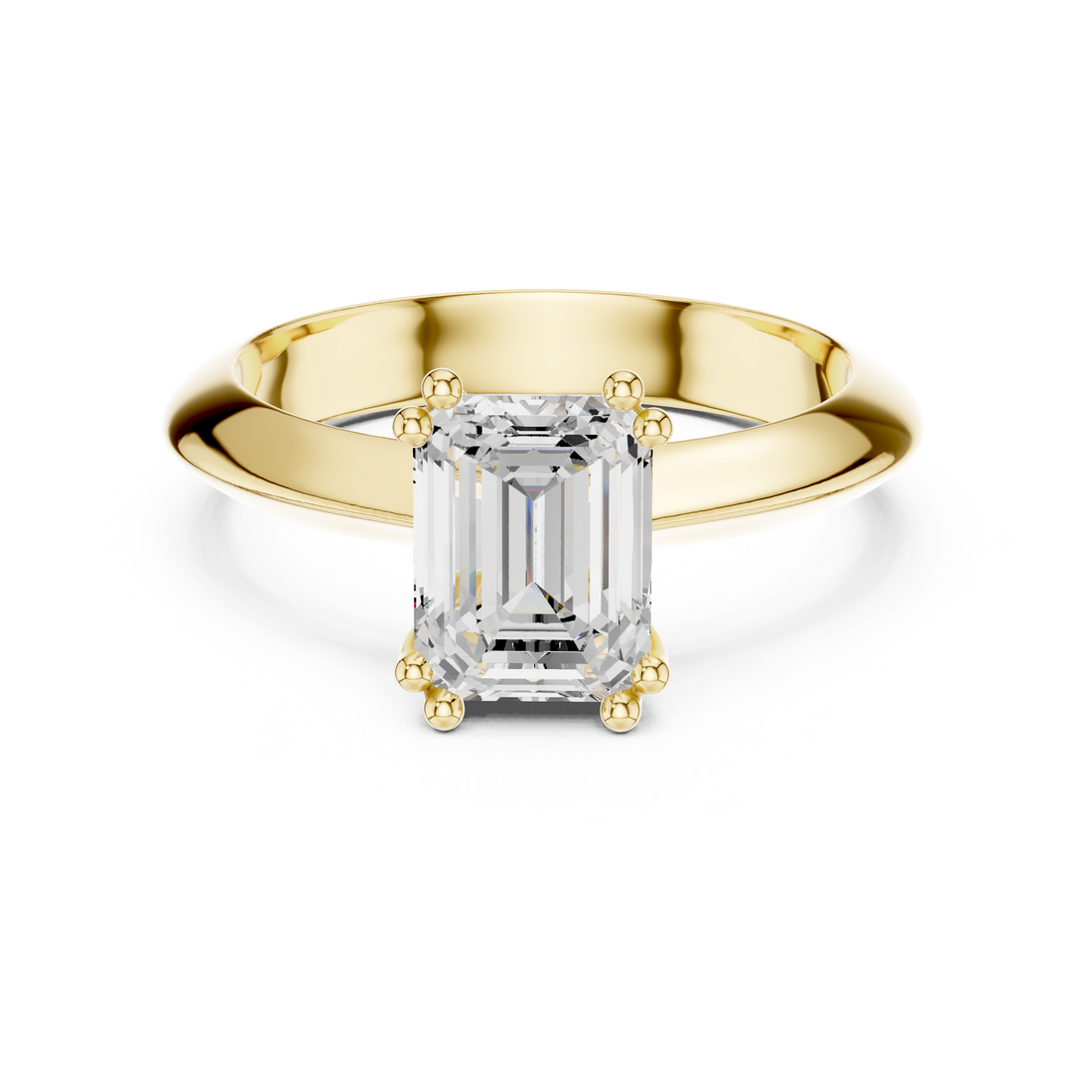 Emerald Cut Solitaire Engagement Ring with Plain Band