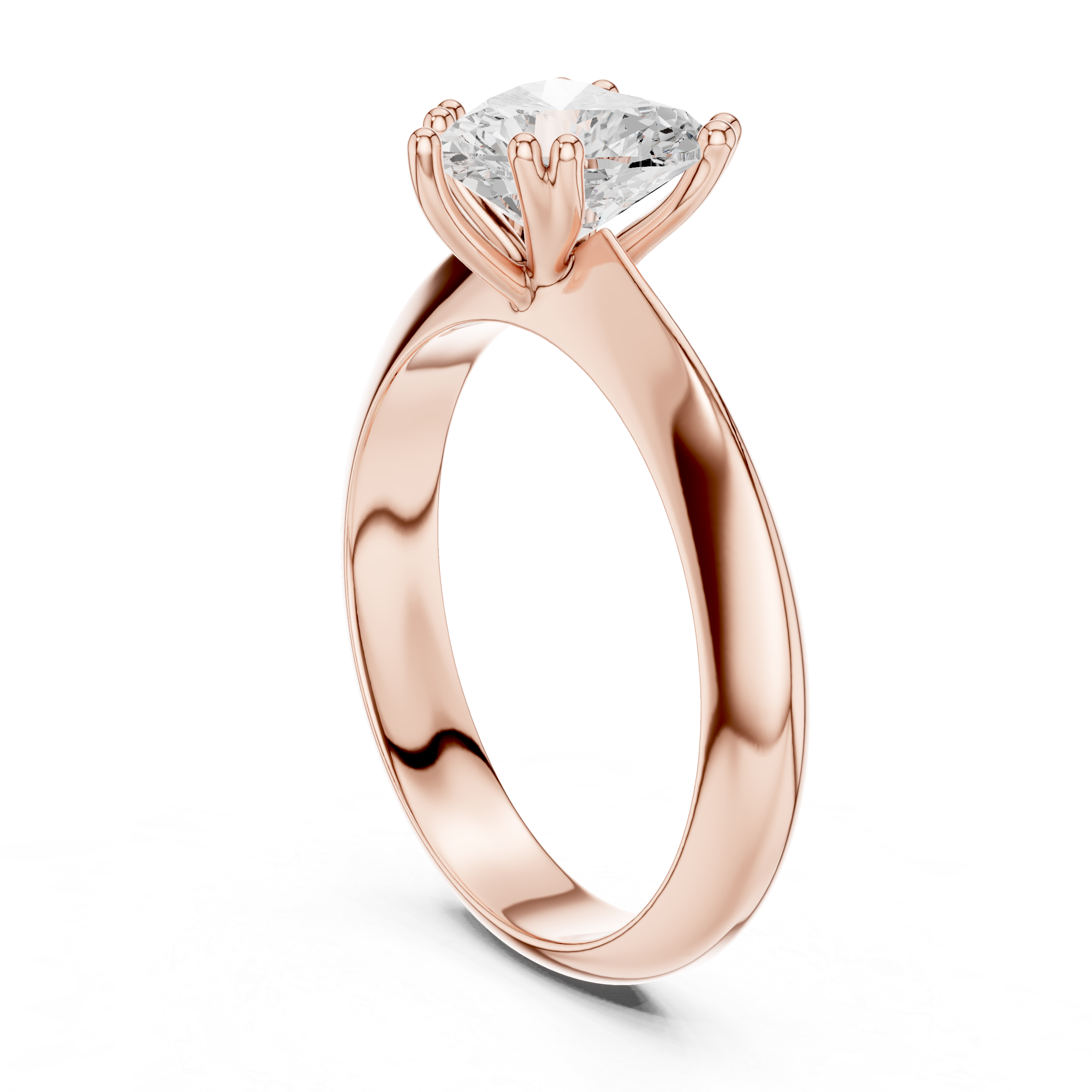 Heart Cut Solitaire Engagement Ring with Plain Band
